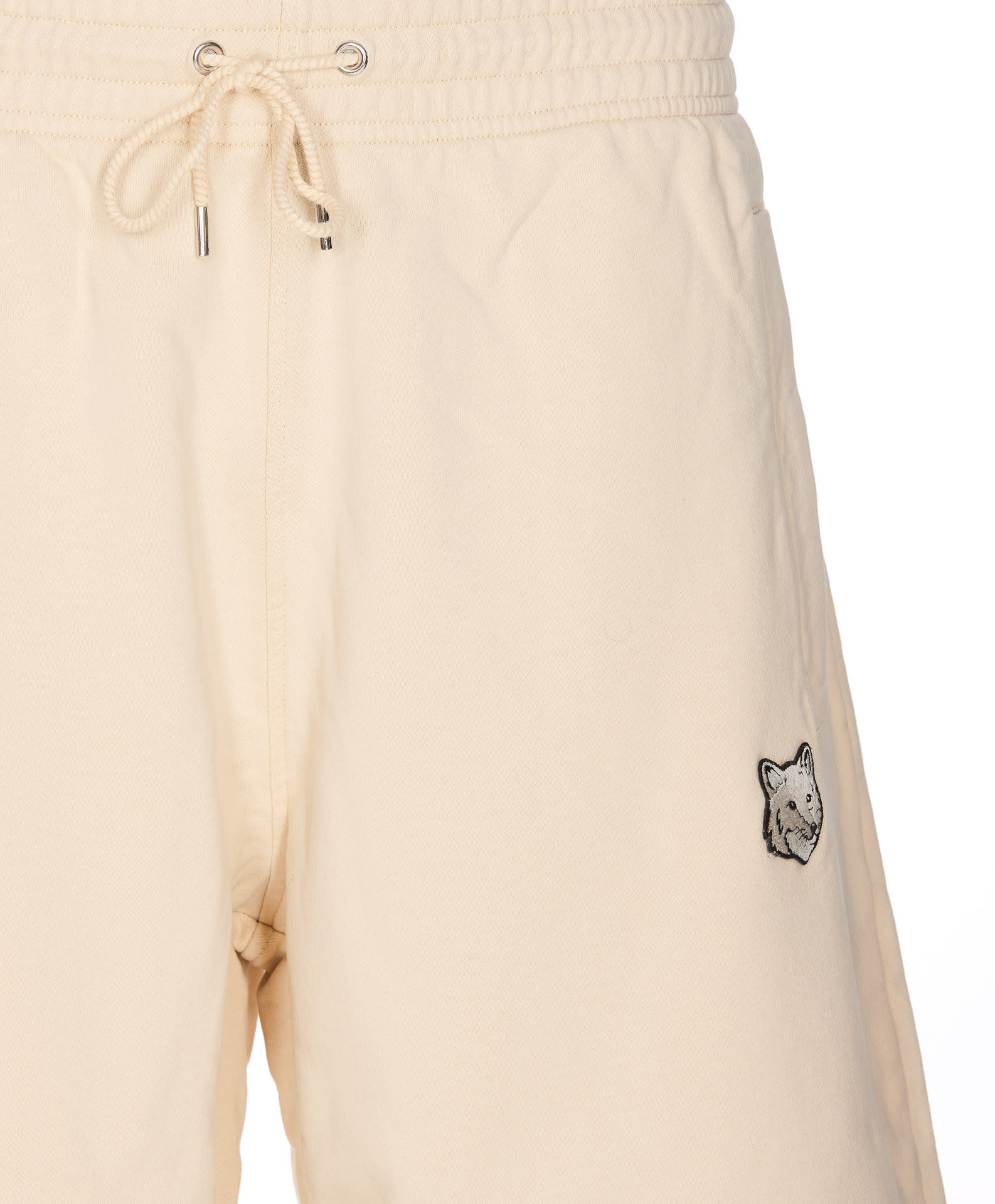 Shop Maison Kitsuné Bold Fox Head Patch Logo Shorts In Ivory
