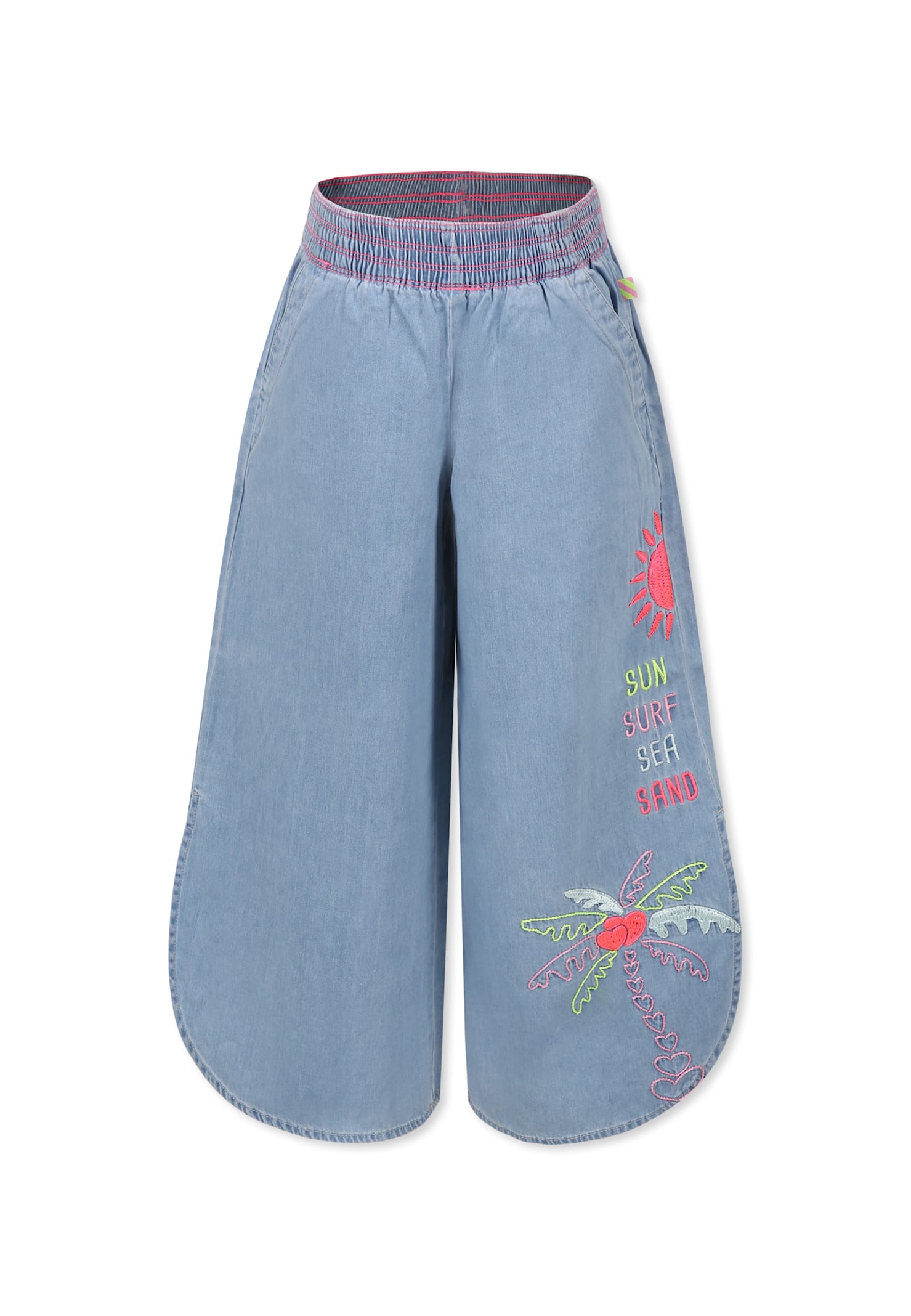 Billieblush Denim Jeans For Girl With Palm Tree In Denim