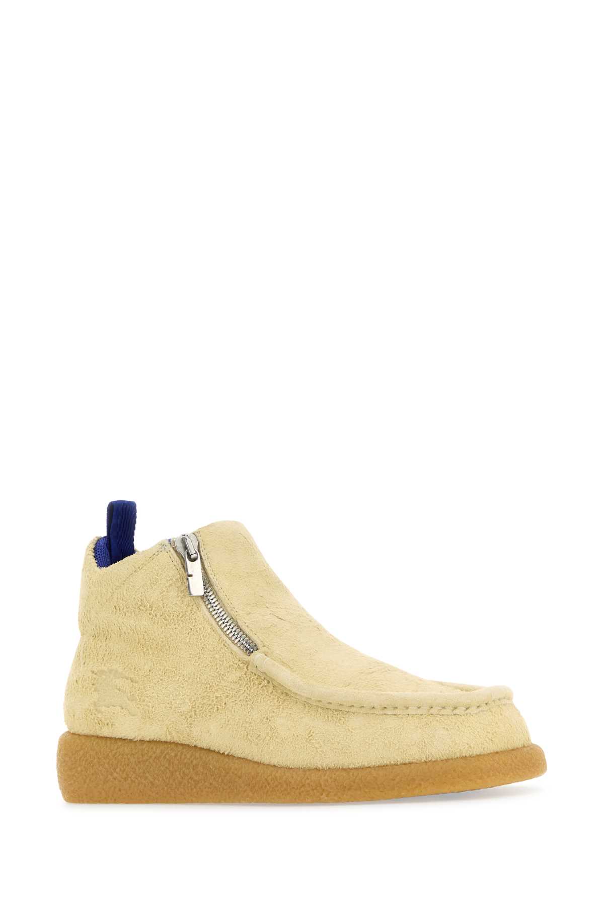 Shop Burberry Cream Suede Chance Ankle Boots In Wool