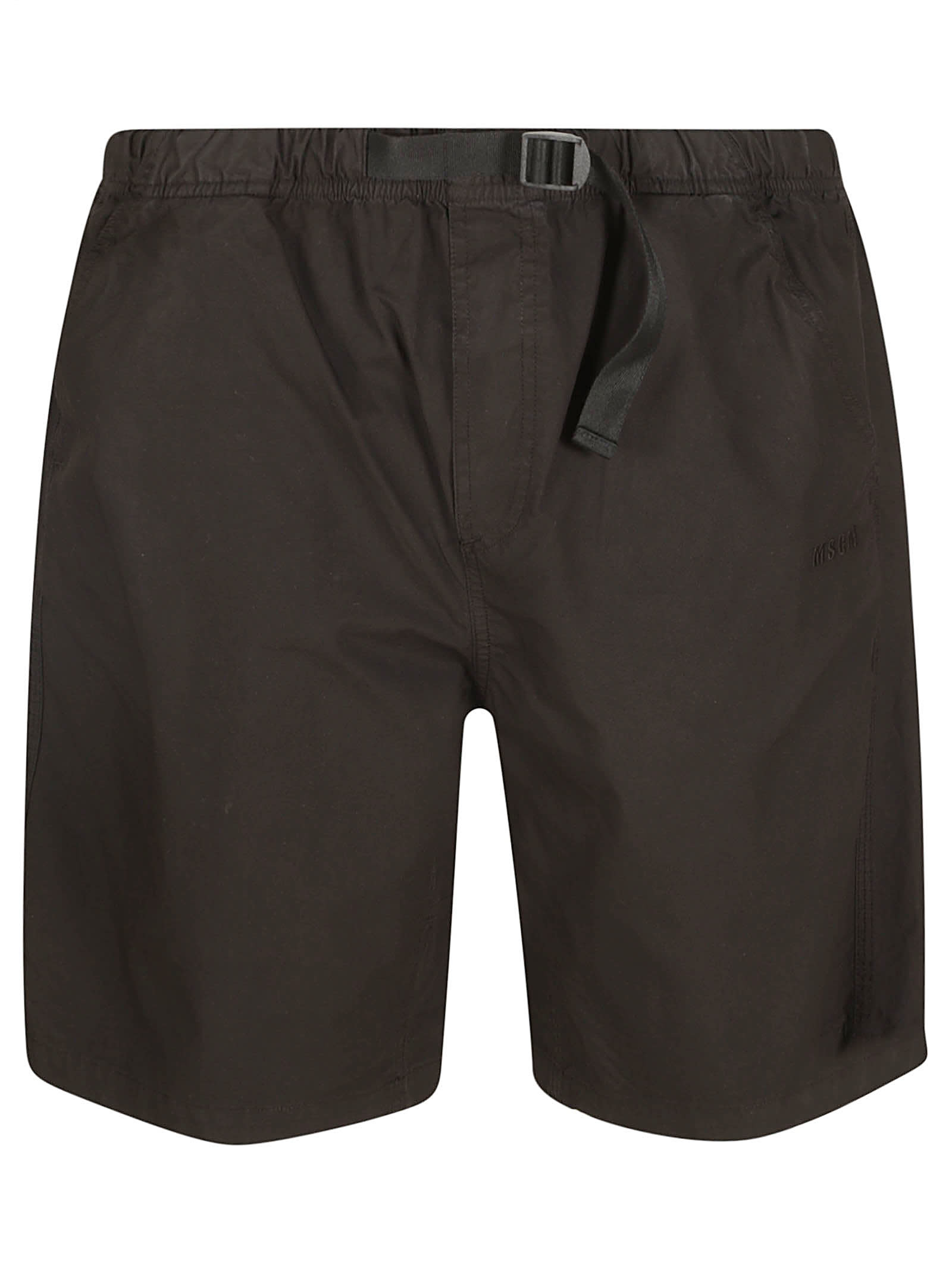 Shop Msgm Belted Bermuda Shorts In Black