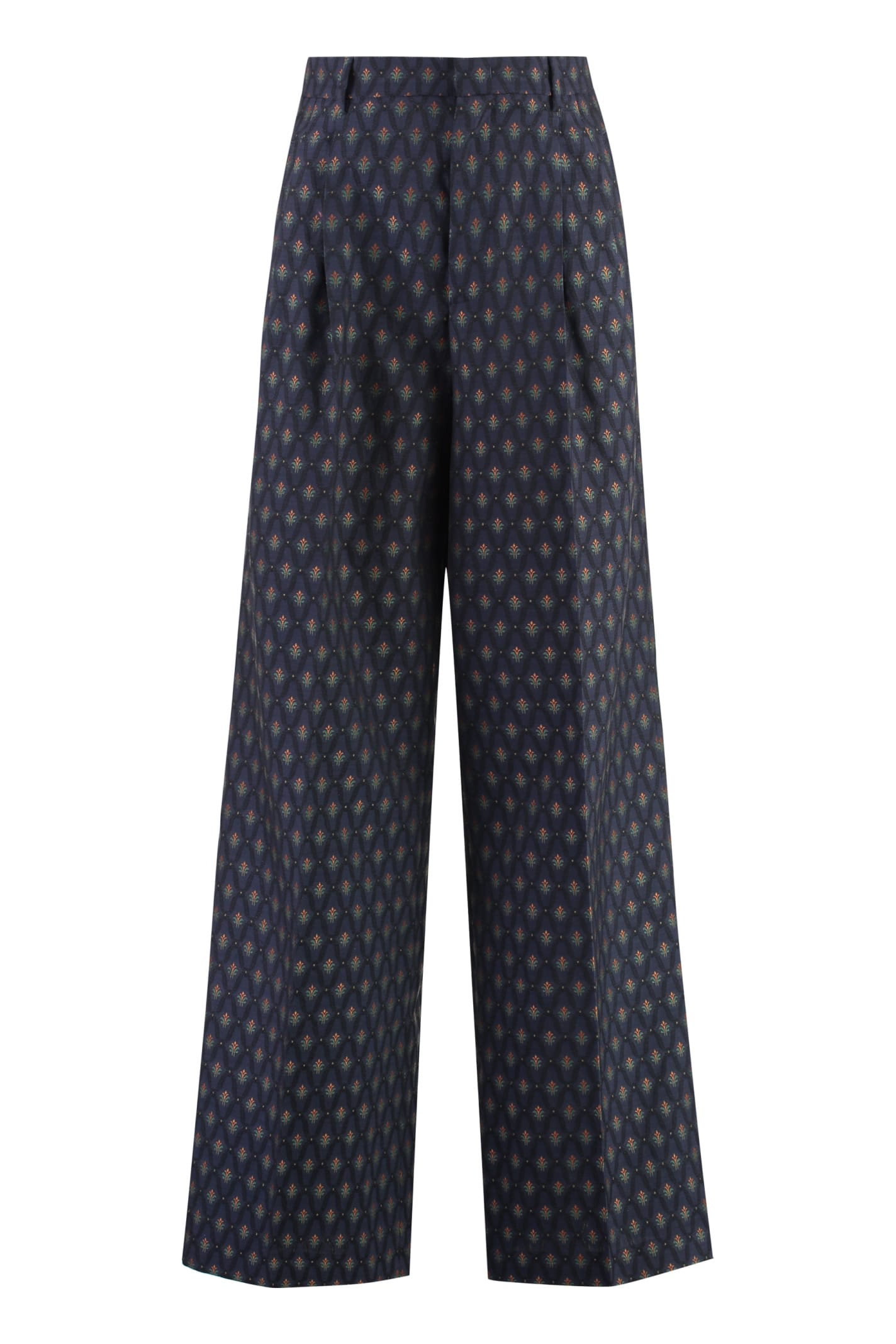 Shop Etro Jacquard Trousers In Blue