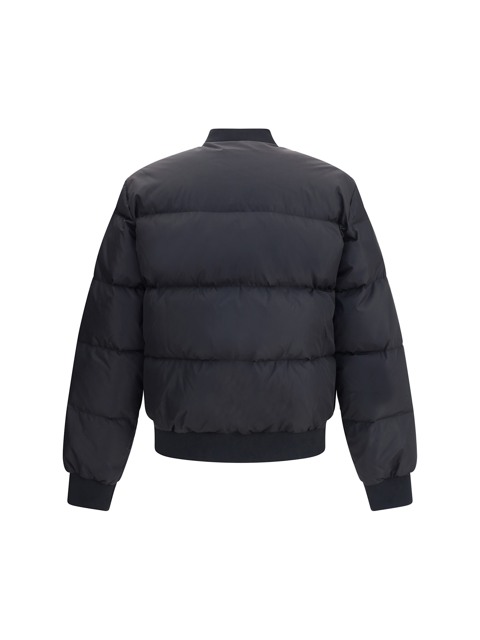 Dsquared2 Classic Black Puffer Bomber Jacket With Ribbed Cuffs In Black