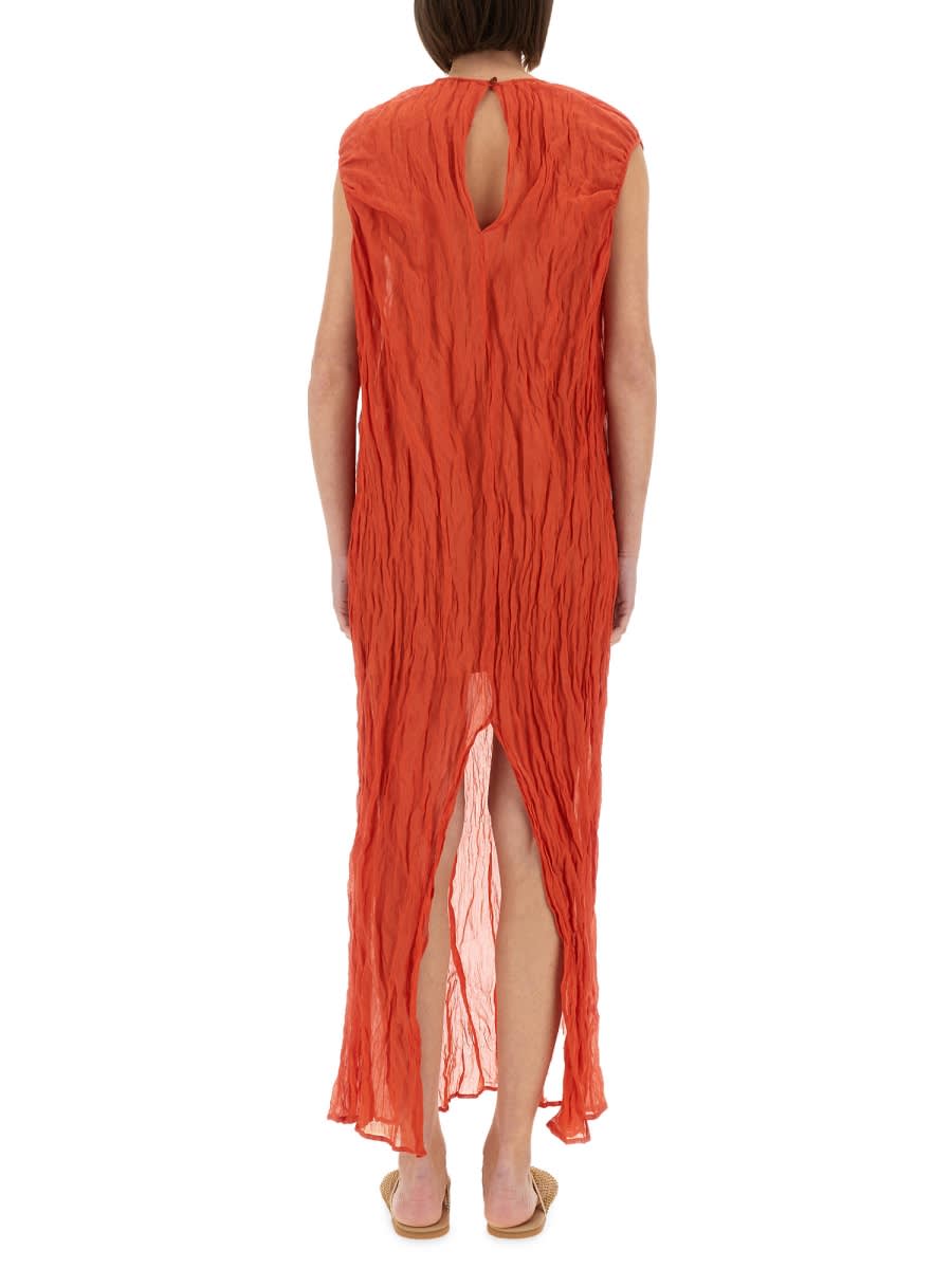 Alysi Metallic Gauze Longuette Dress In Red