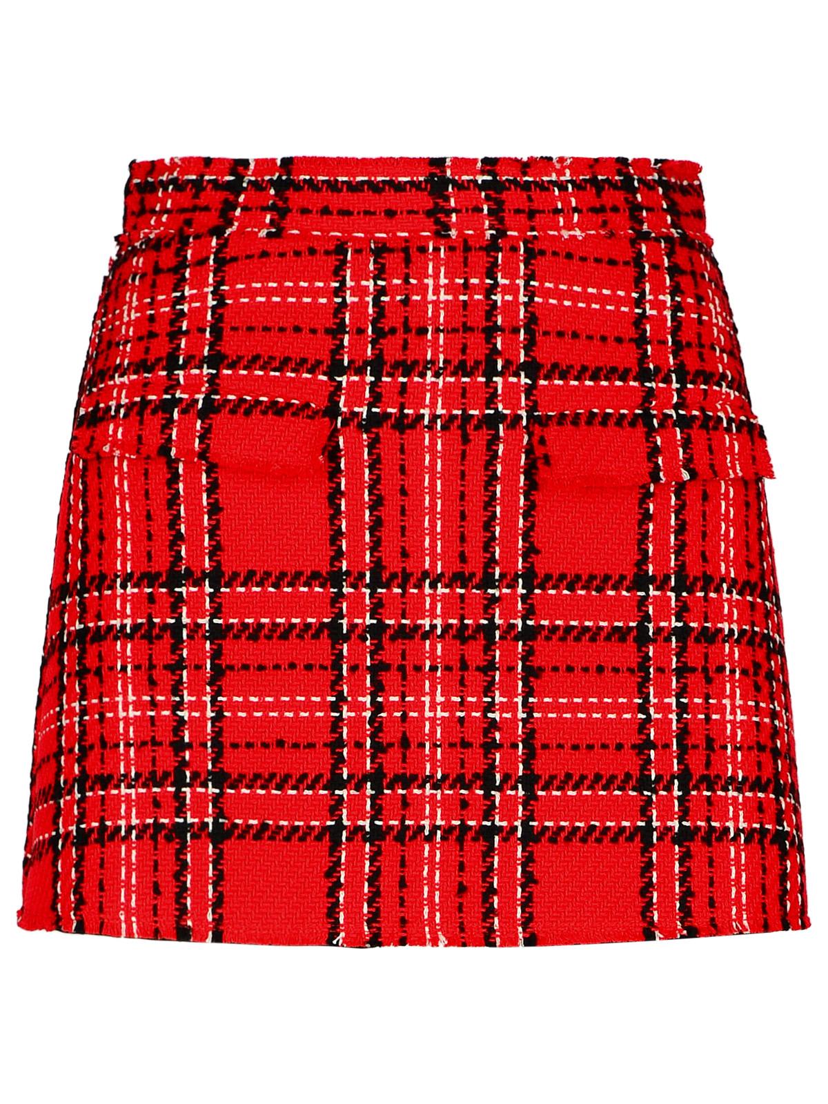 Shop Msgm Check Red Cotton Blend Shorts