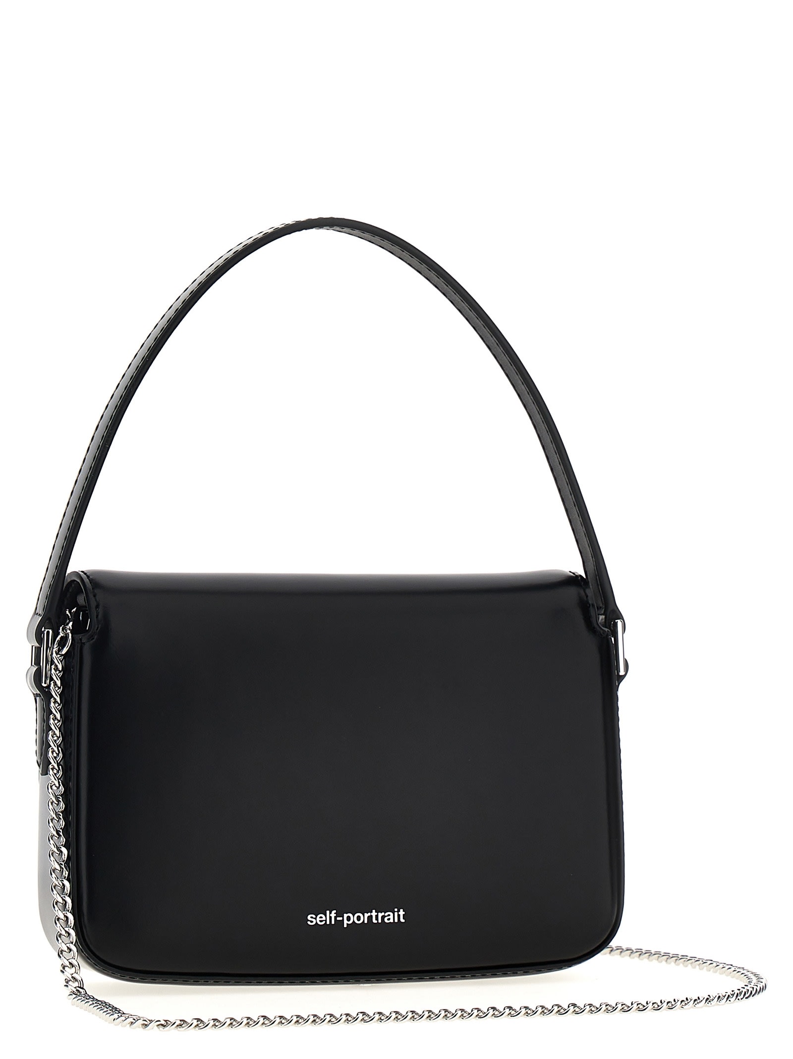 Shop Self-portrait Black Leather Micro Handbag