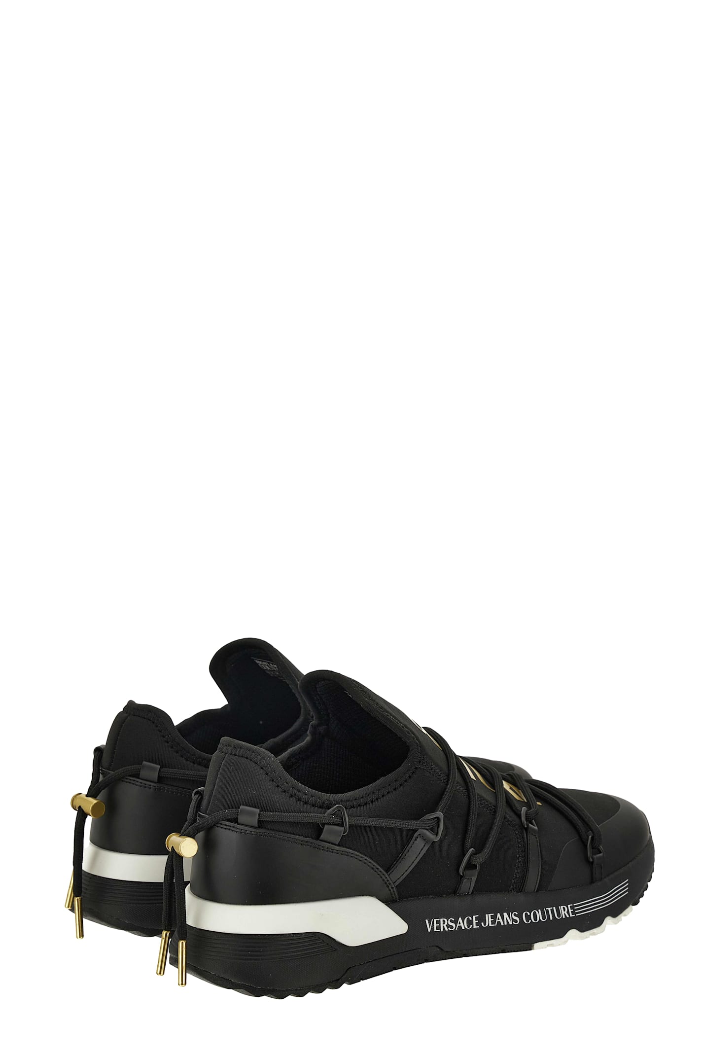 Versace Jeans Couture Logo Printed Low-top Sneakers In Black