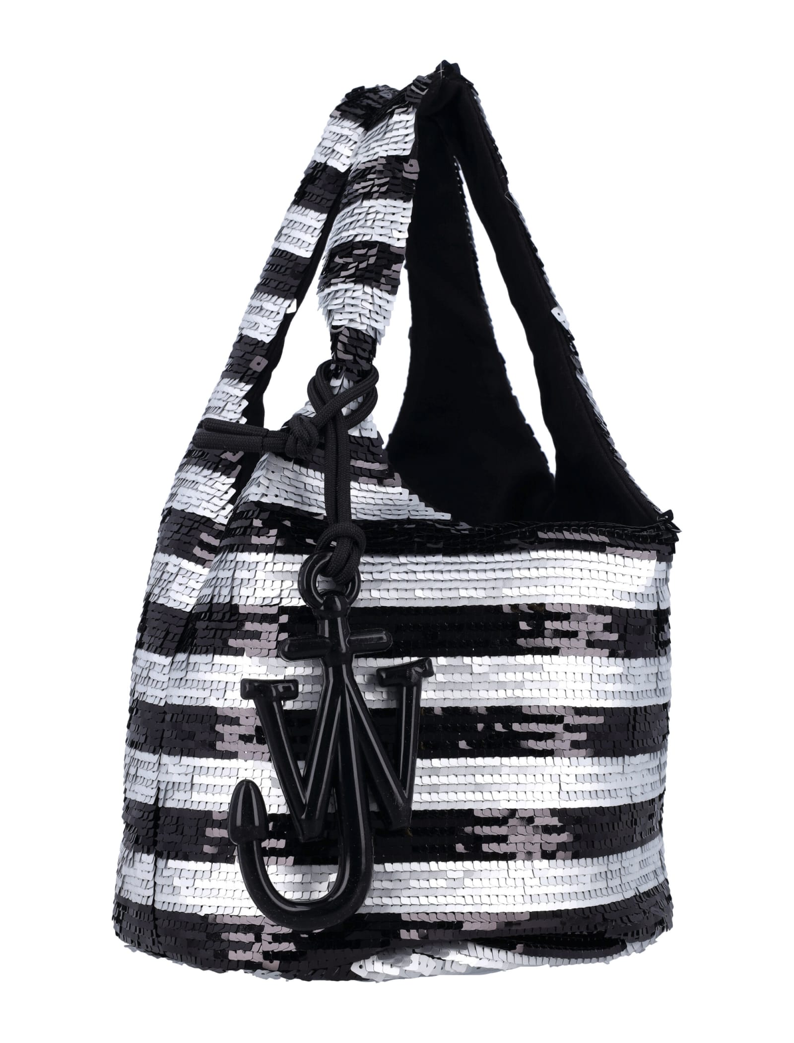 Shop Jw Anderson Mini Sequin Shopper In Black/silver