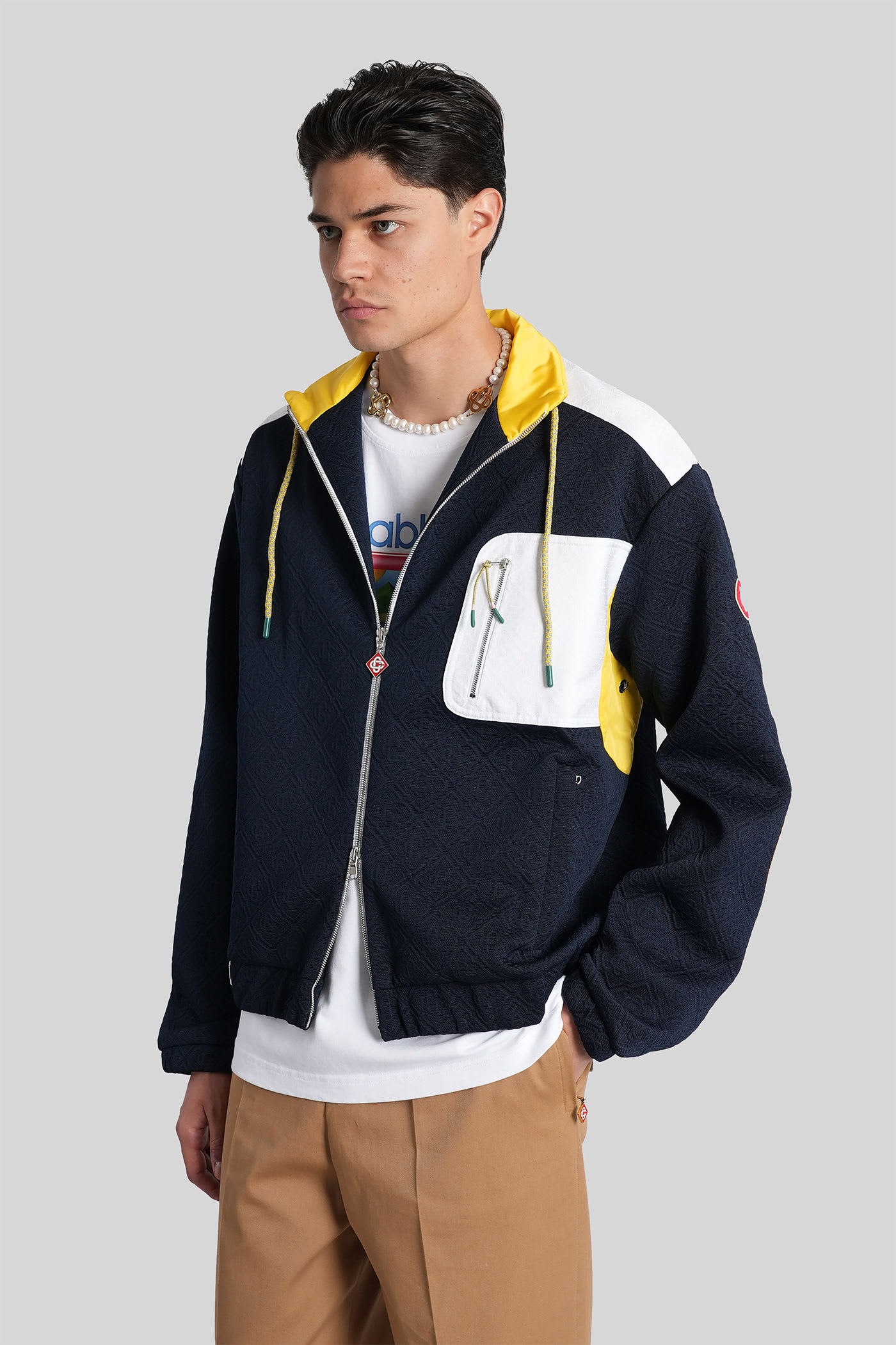 Casablanca Casual Jacket In Blue Polyester In Black