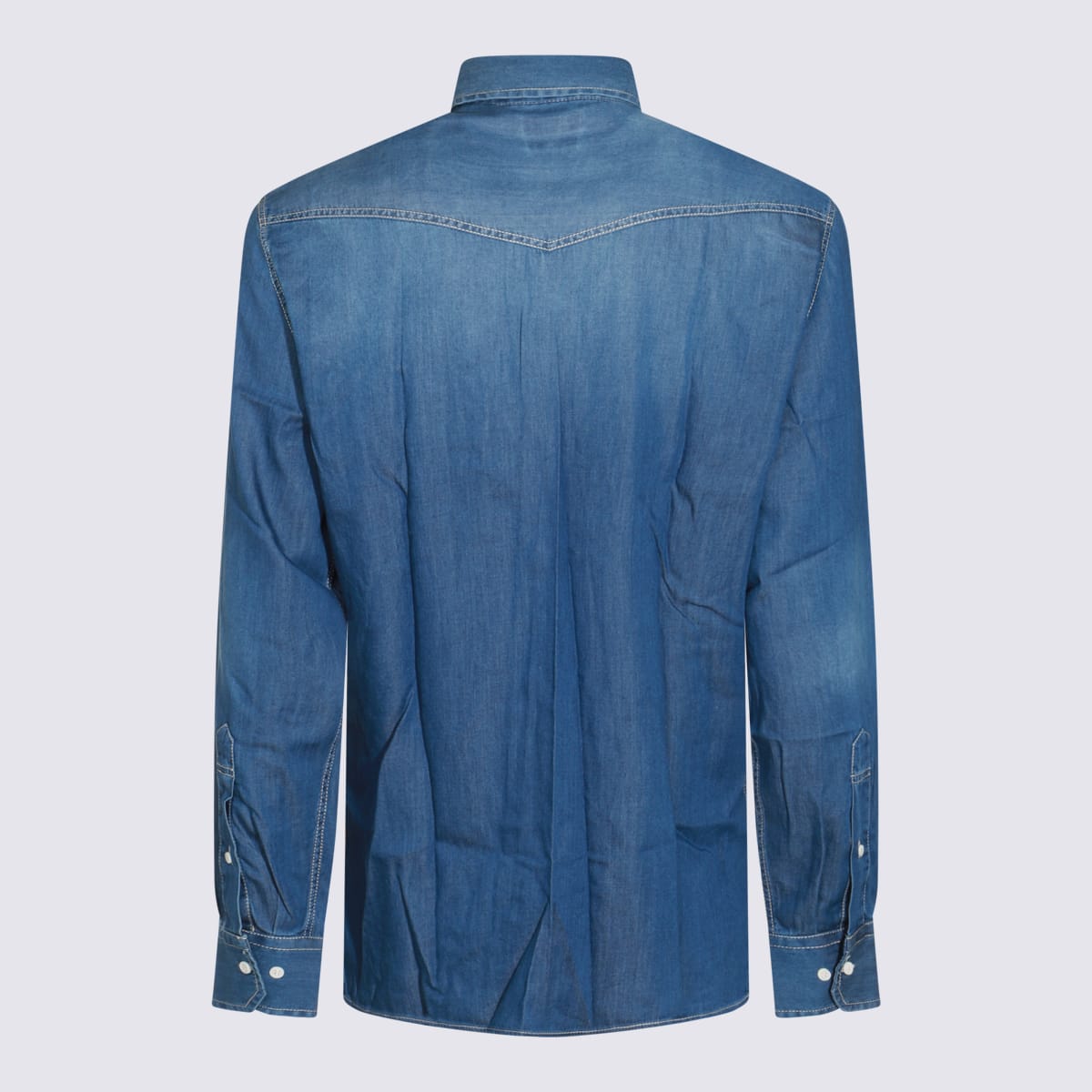 Shop Brunello Cucinelli Blue Denim Shirt In Denim Scuro+198