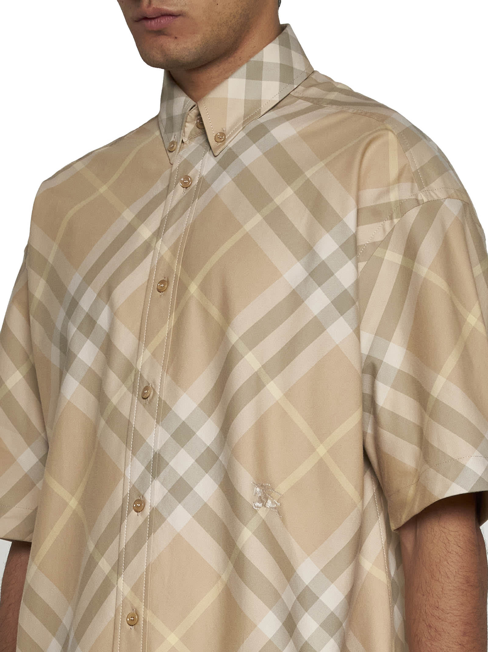 Shop Burberry Shirt In Flax Ip Check