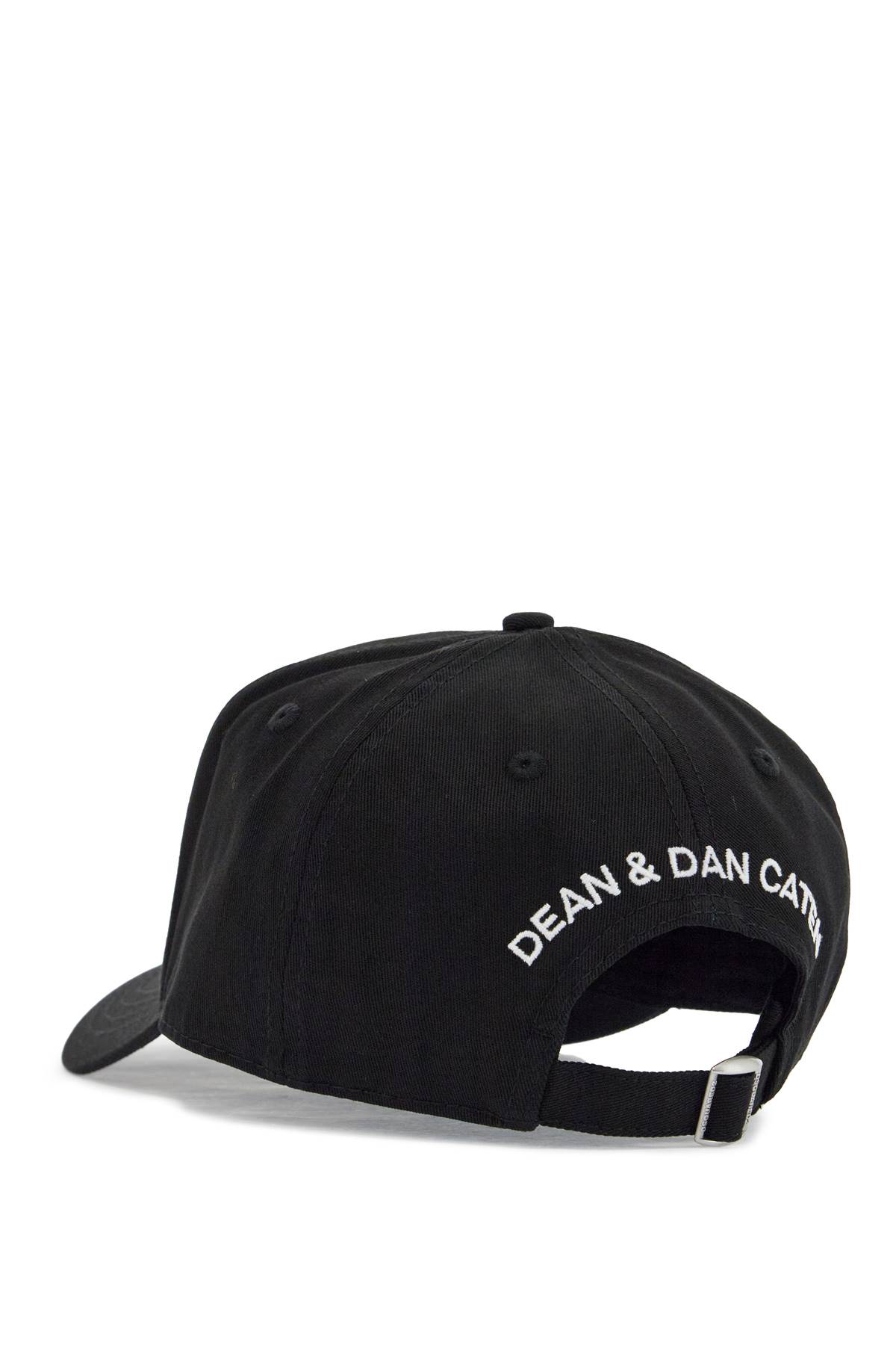 Dsquared2 Black Adjustable Curved Brim Embroidered Baseball Cap In Nero (black)