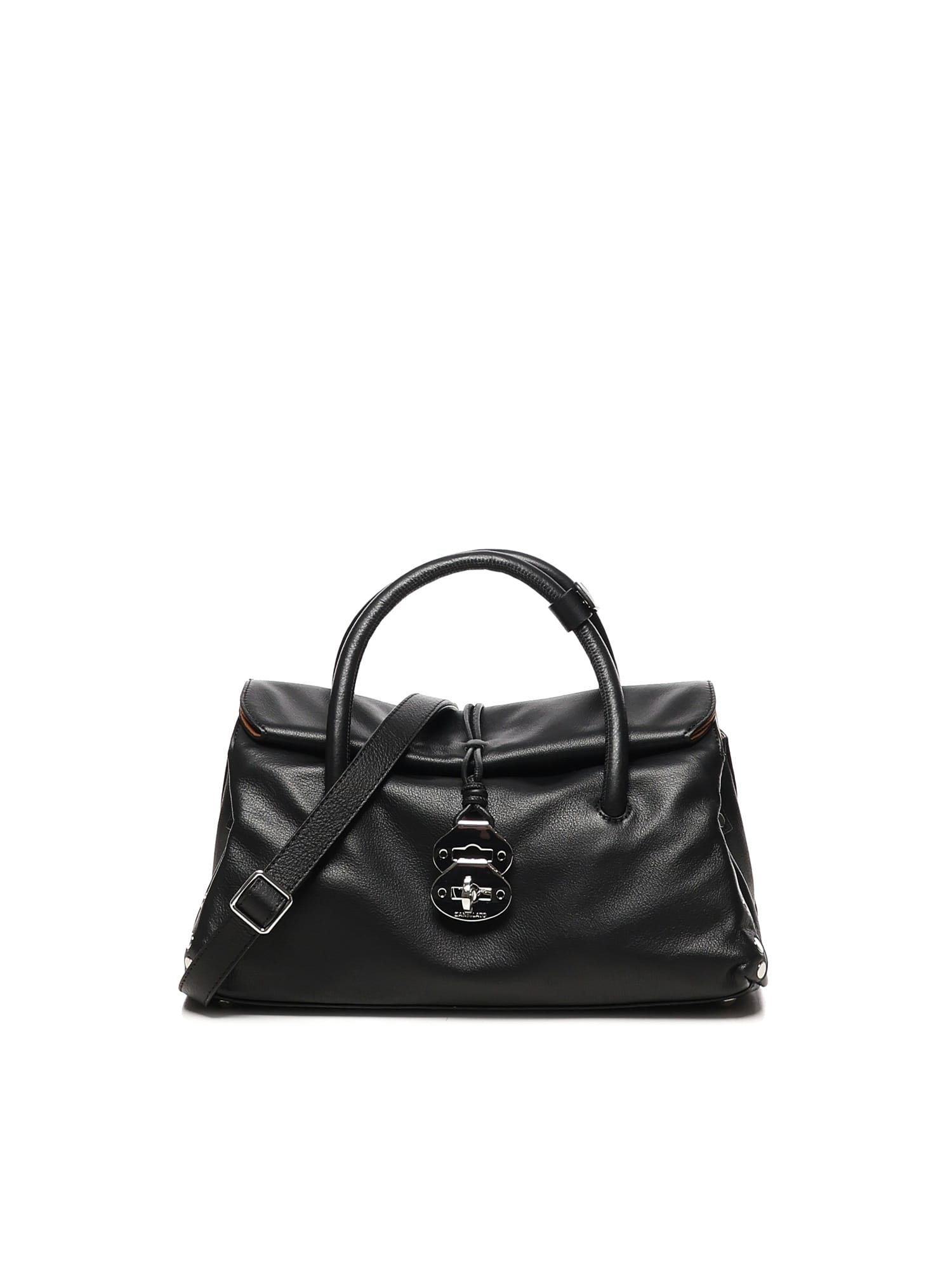 Zanellato Small Leather Tote Bag Studs In Black