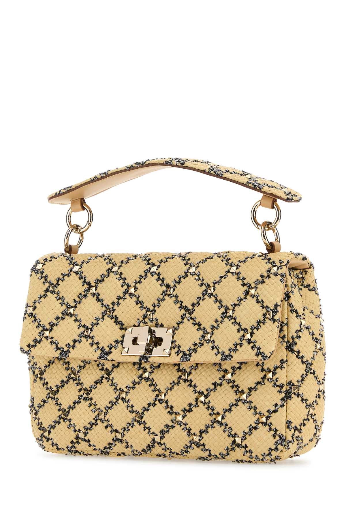 Valentino Women's Raffia Rockstud Handbag In Naturalenerosaharabeige
