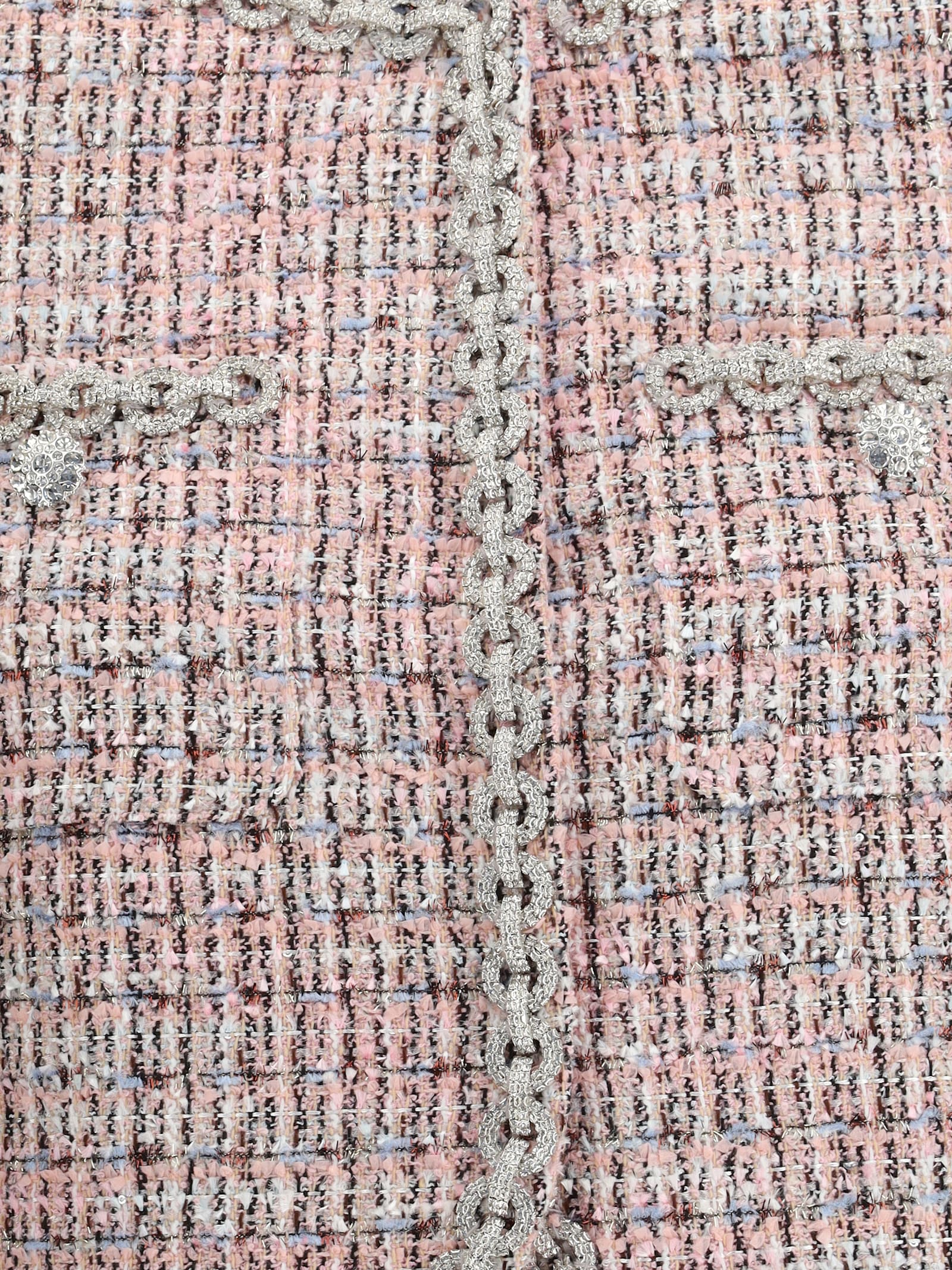 Self-portrait Self Portrait Crystal-embellished Tweed Jacket In Pink