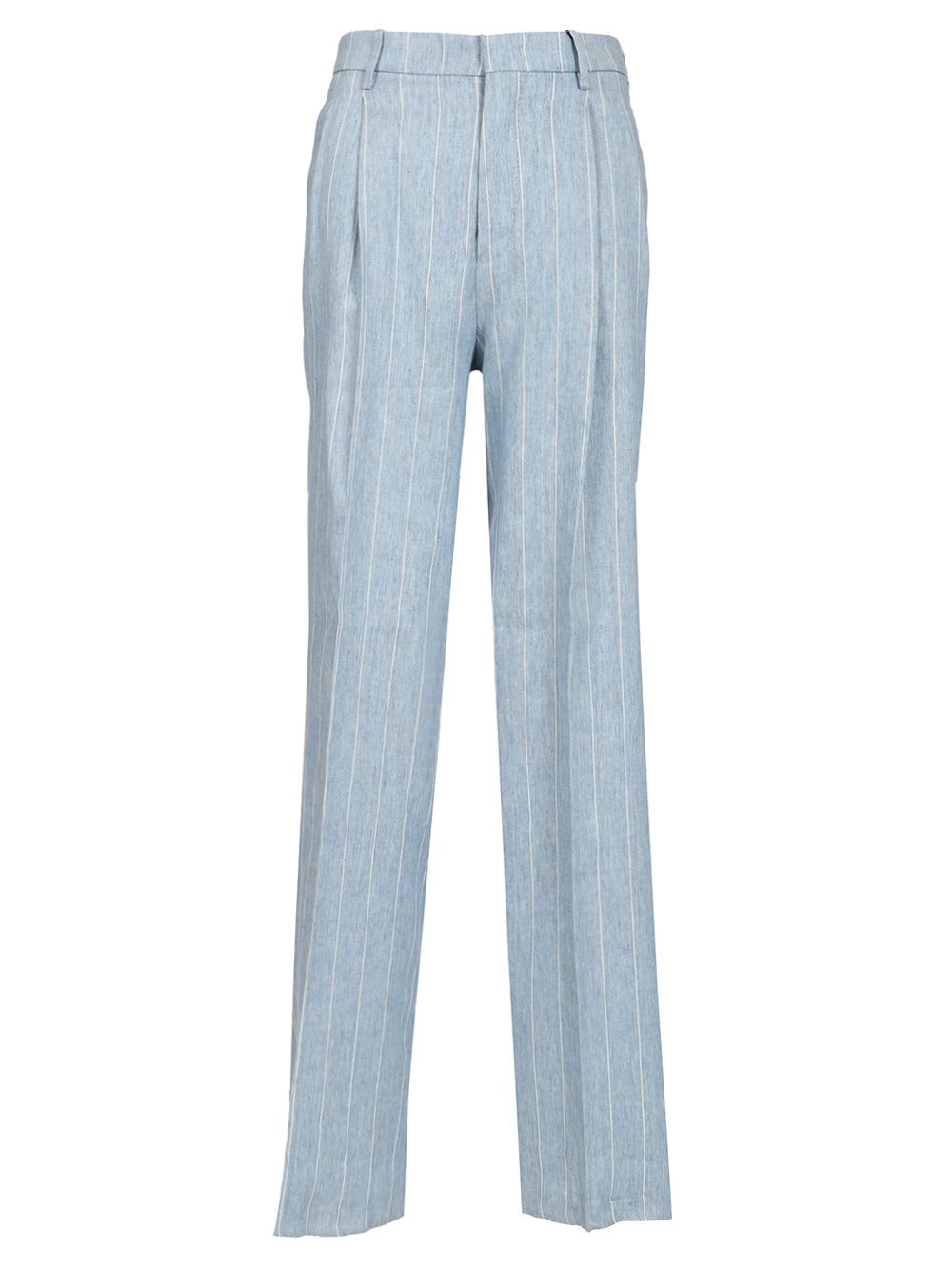 Shop Tagliatore Pinstriped Tailored Trousers In Light Blue