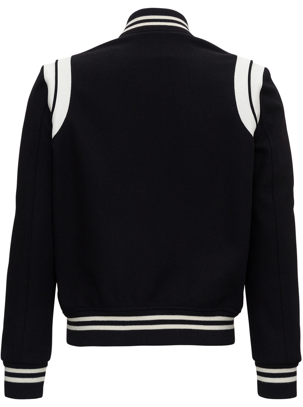 Shop Saint Laurent Mans Wool Teddy Bomber Jacket In Black