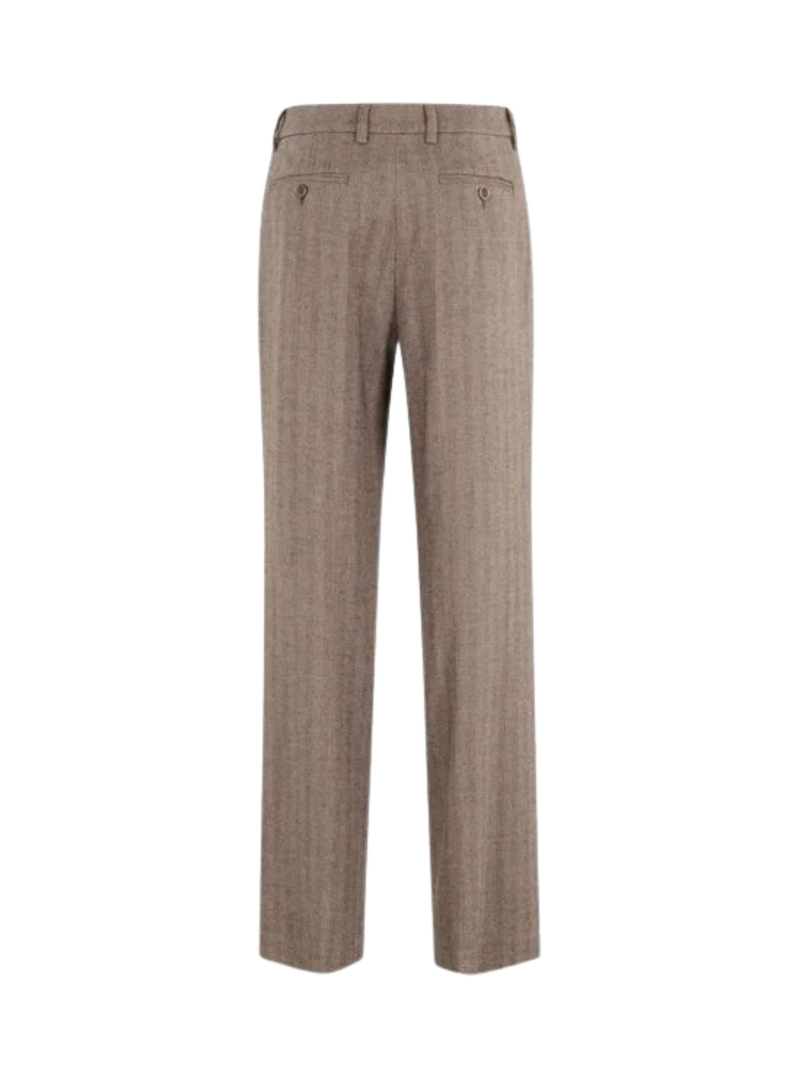 Seventy Herringbone Straight Leg Trousers In Gray