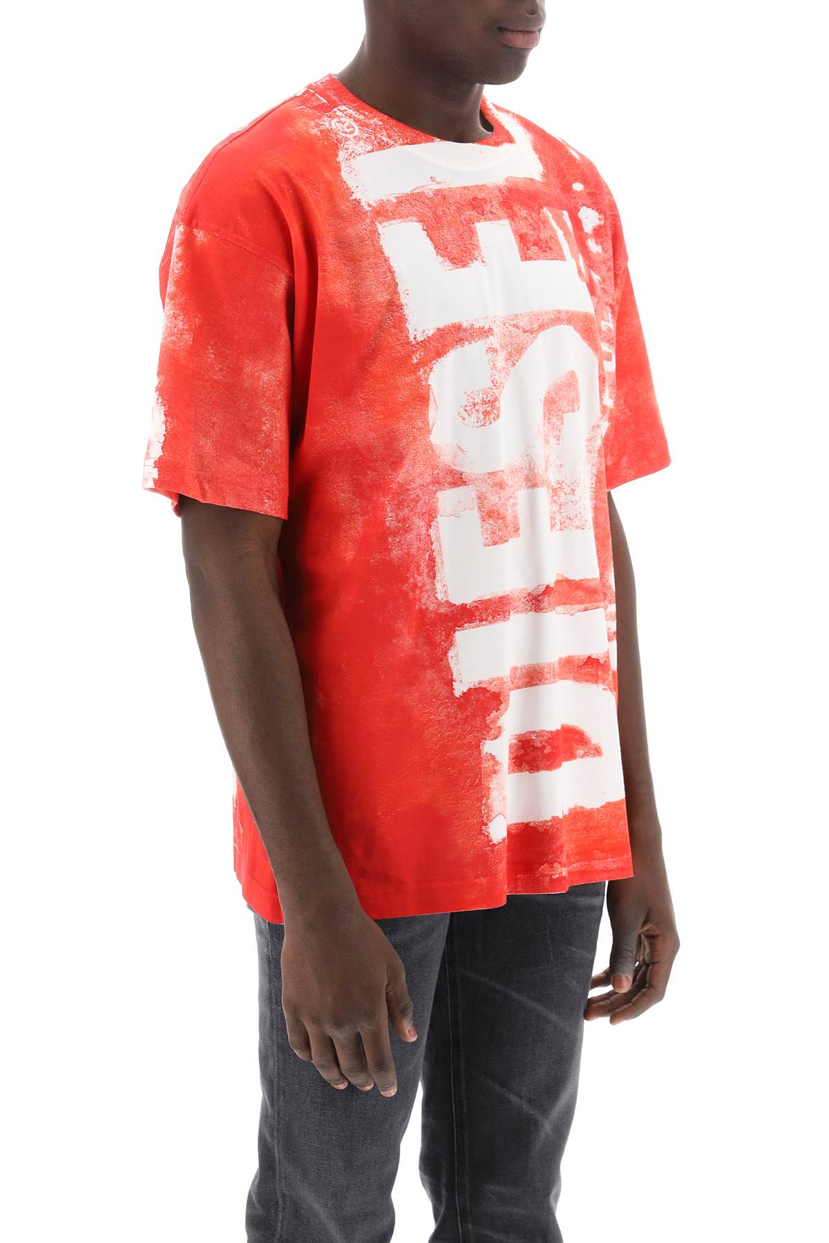 Shop Diesel Printed T-shirt With Oversized Logo In Aa