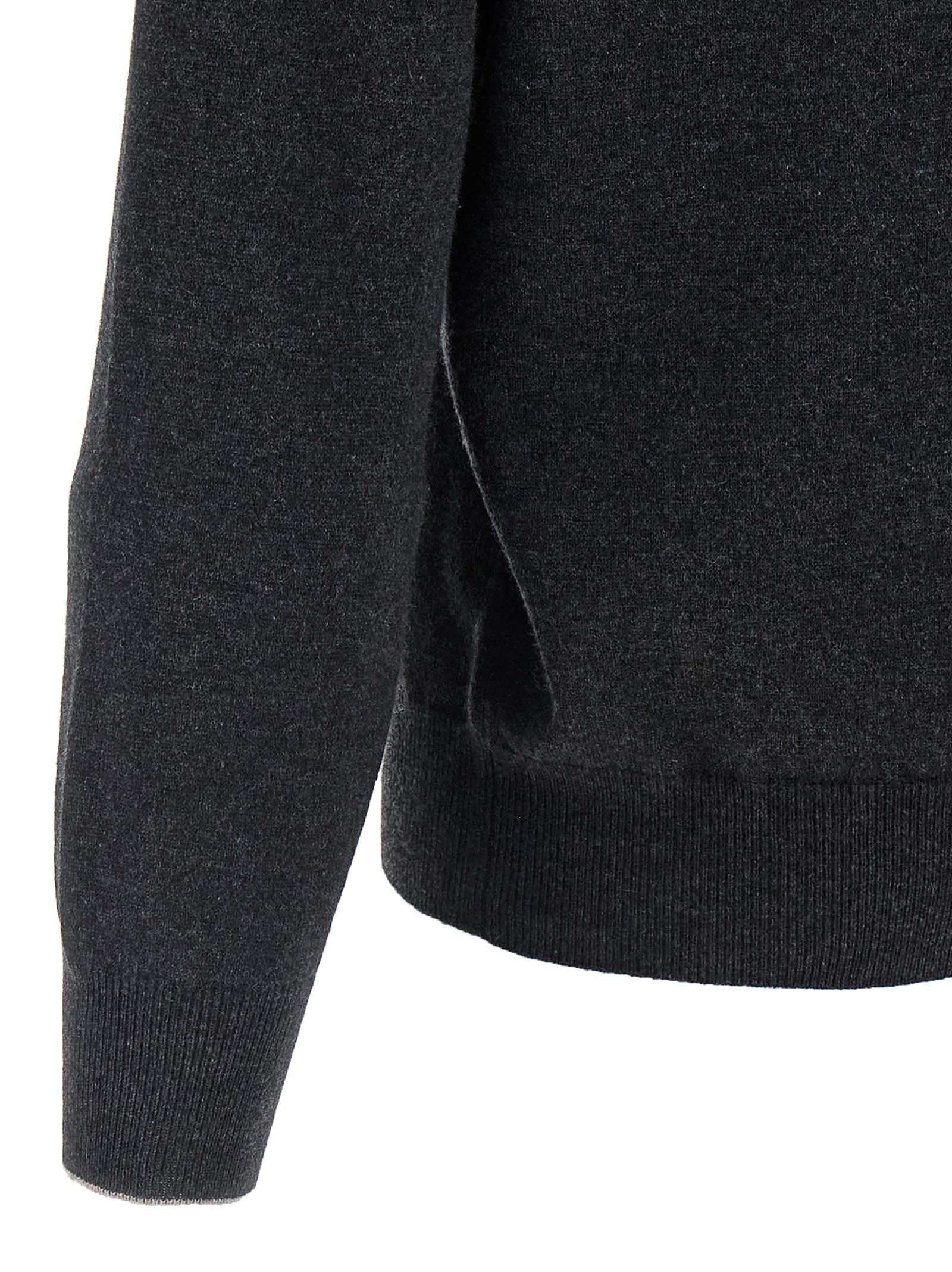 Brunello Cucinelli Silk Cashmere Cardigan Sweaters And Cardigans Black In Gray