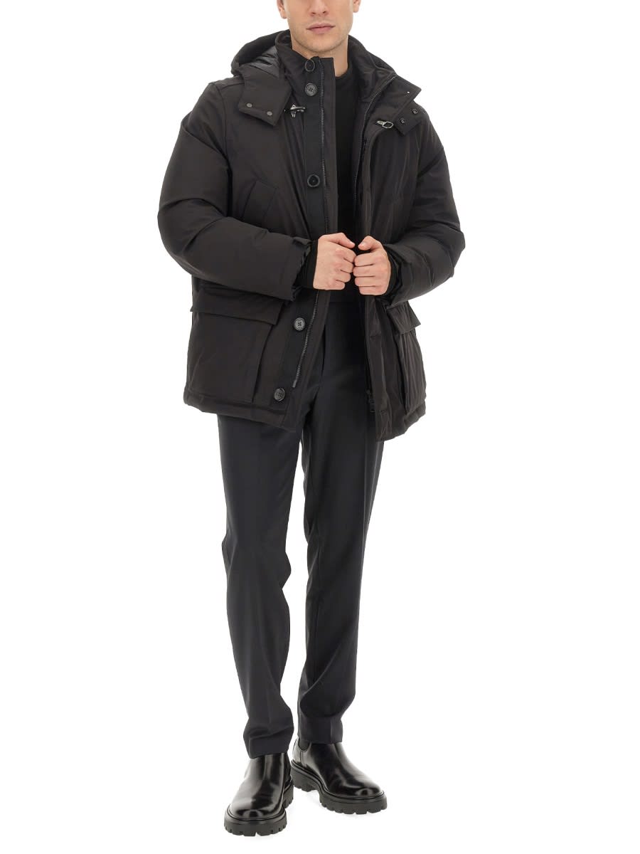 Fay Technical Fabric Caban In Nero