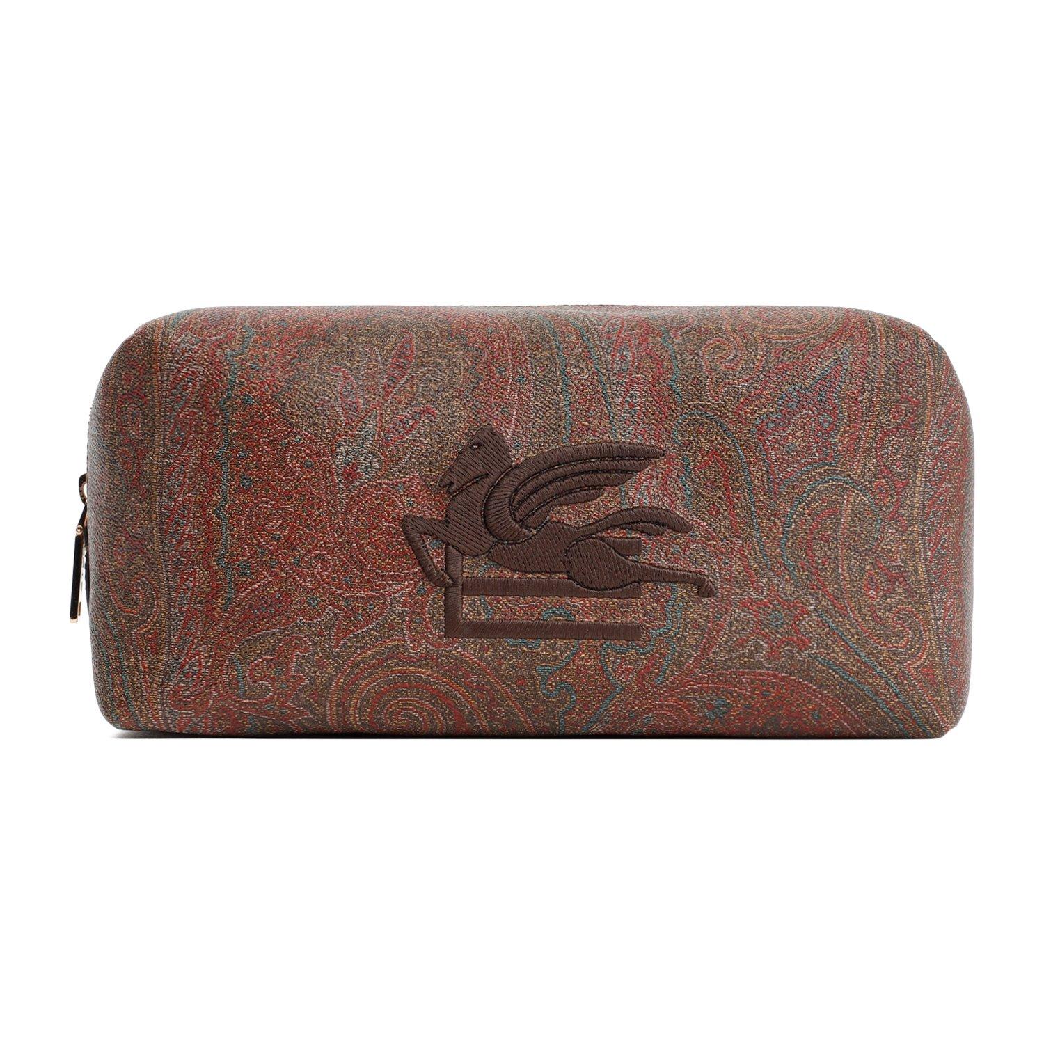 Logo Embroidered Paisley Printed Pouch