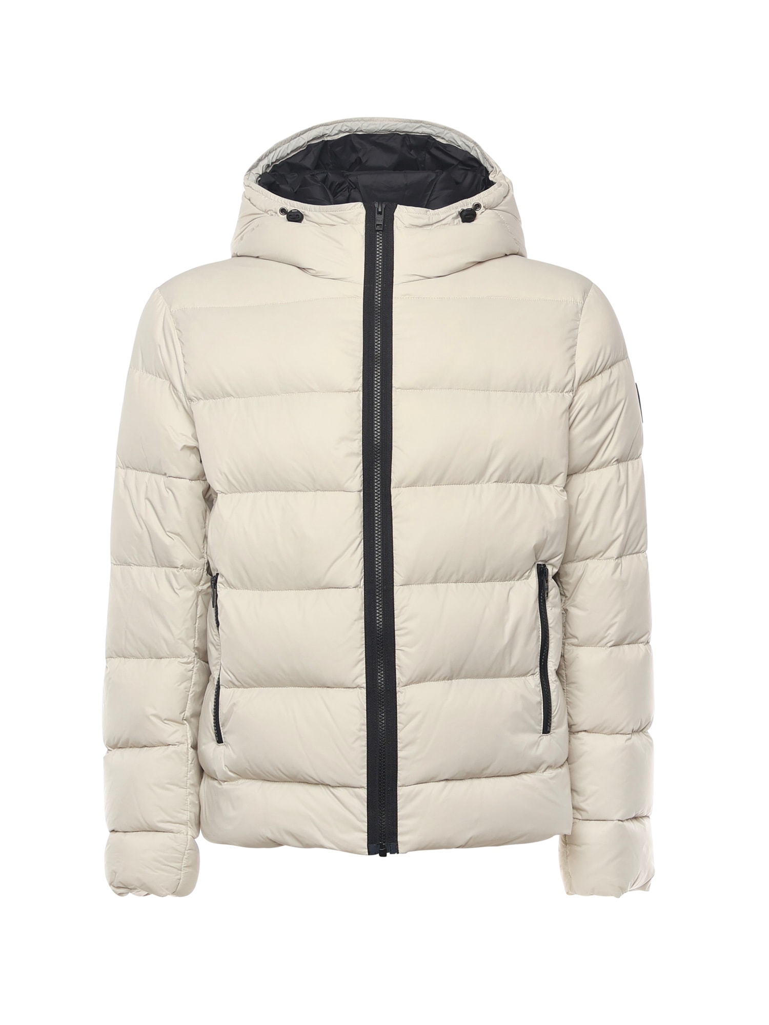 Fay Double-front Down Jacket In Calendered Poplin In Neutral