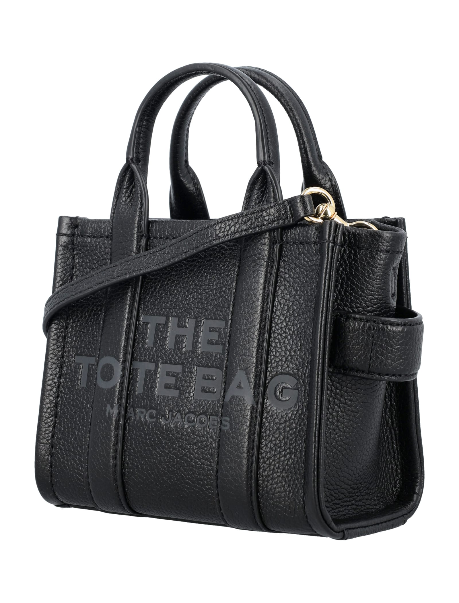 Shop Marc Jacobs The Mini Tote Leather Bag In Black