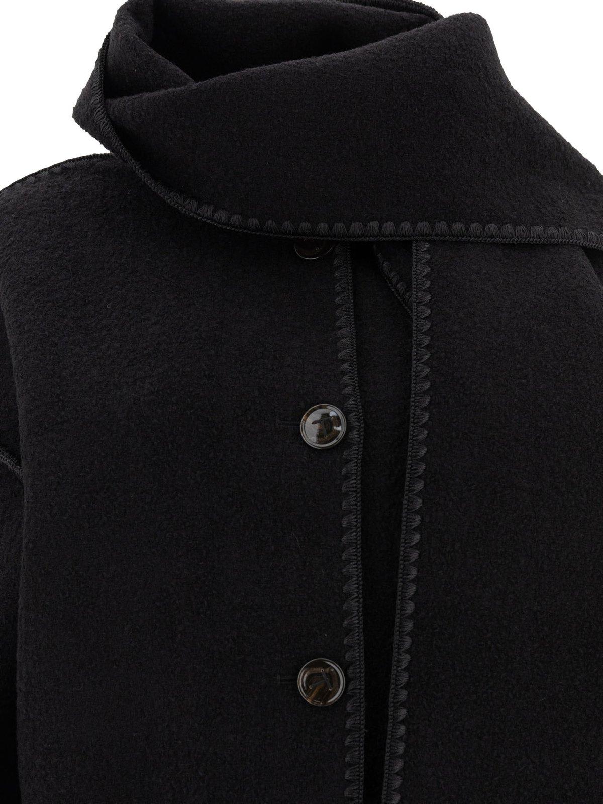 Totême Dropped-shoulder Fringed-edge Scarf Jacket In Black