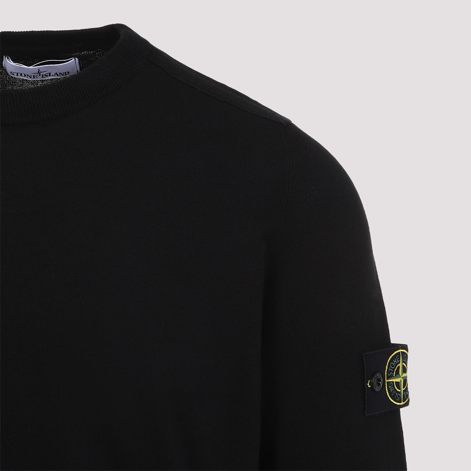 Shop Stone Island Logo Crew Neck Sweater In Black