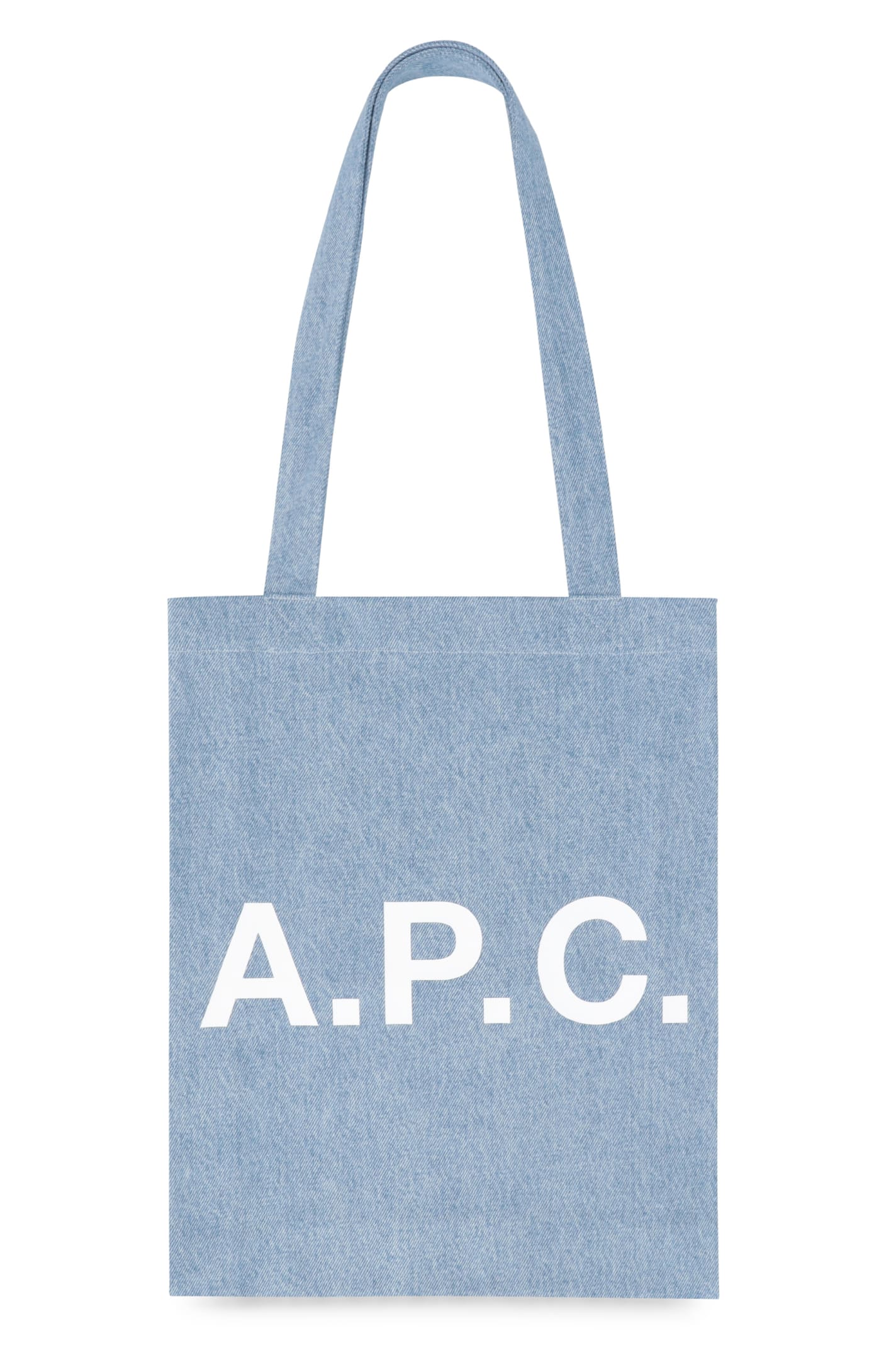 Apc Lou Logo Detail Tote Bag In Denim