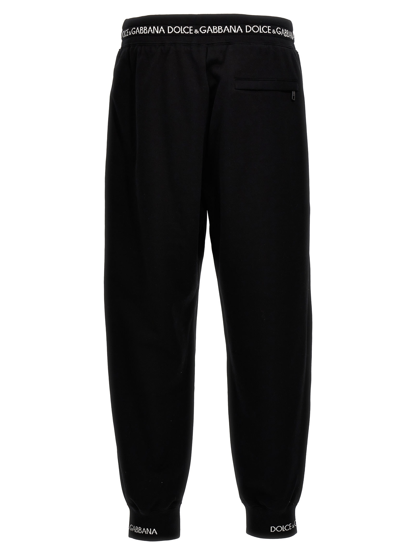 Dolce & Gabbana Logo-waistband Drawstring Track Pants In Black