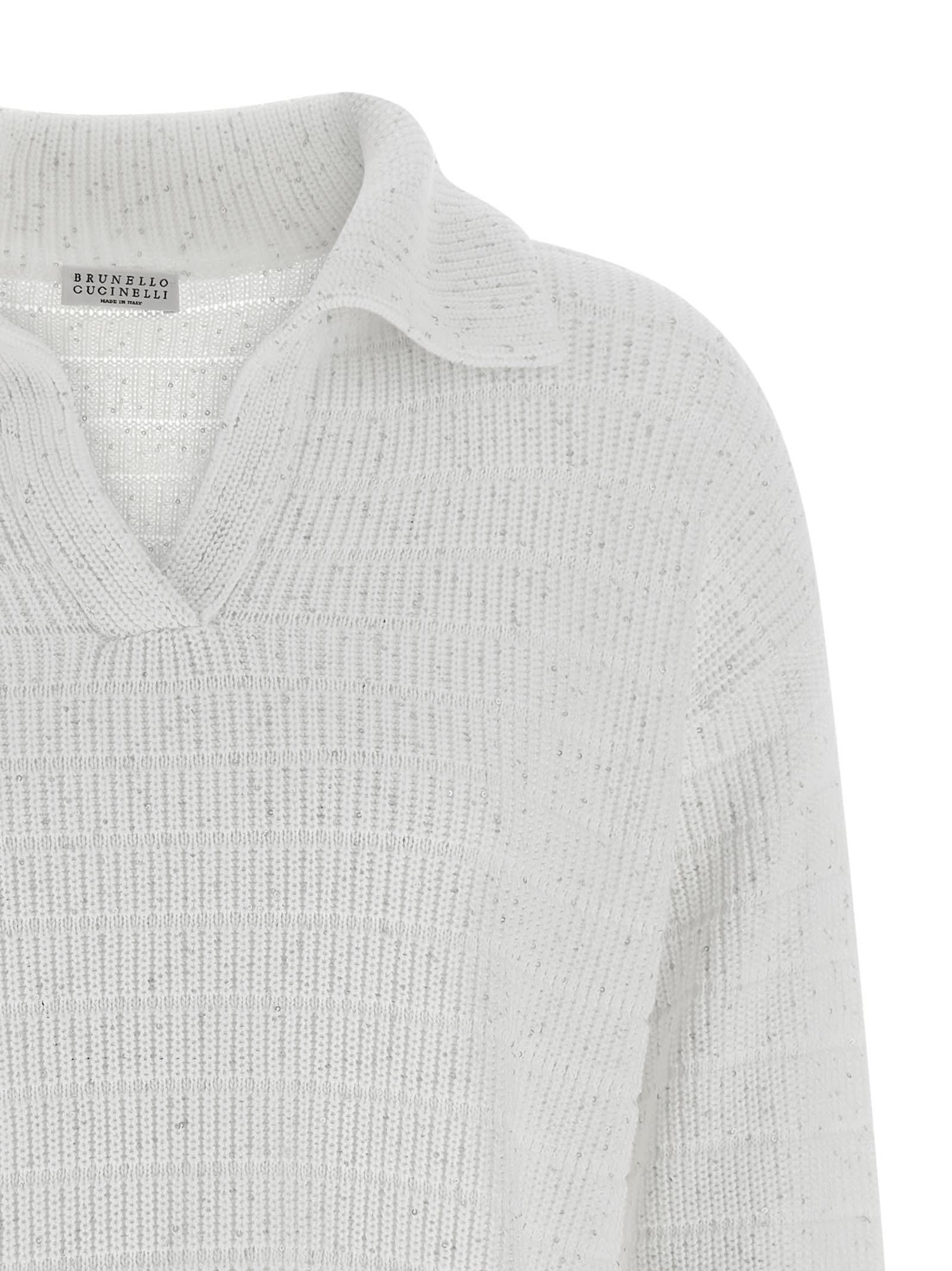 Brunello Cucinelli Diamond Cotton Polo Shirt In Gray
