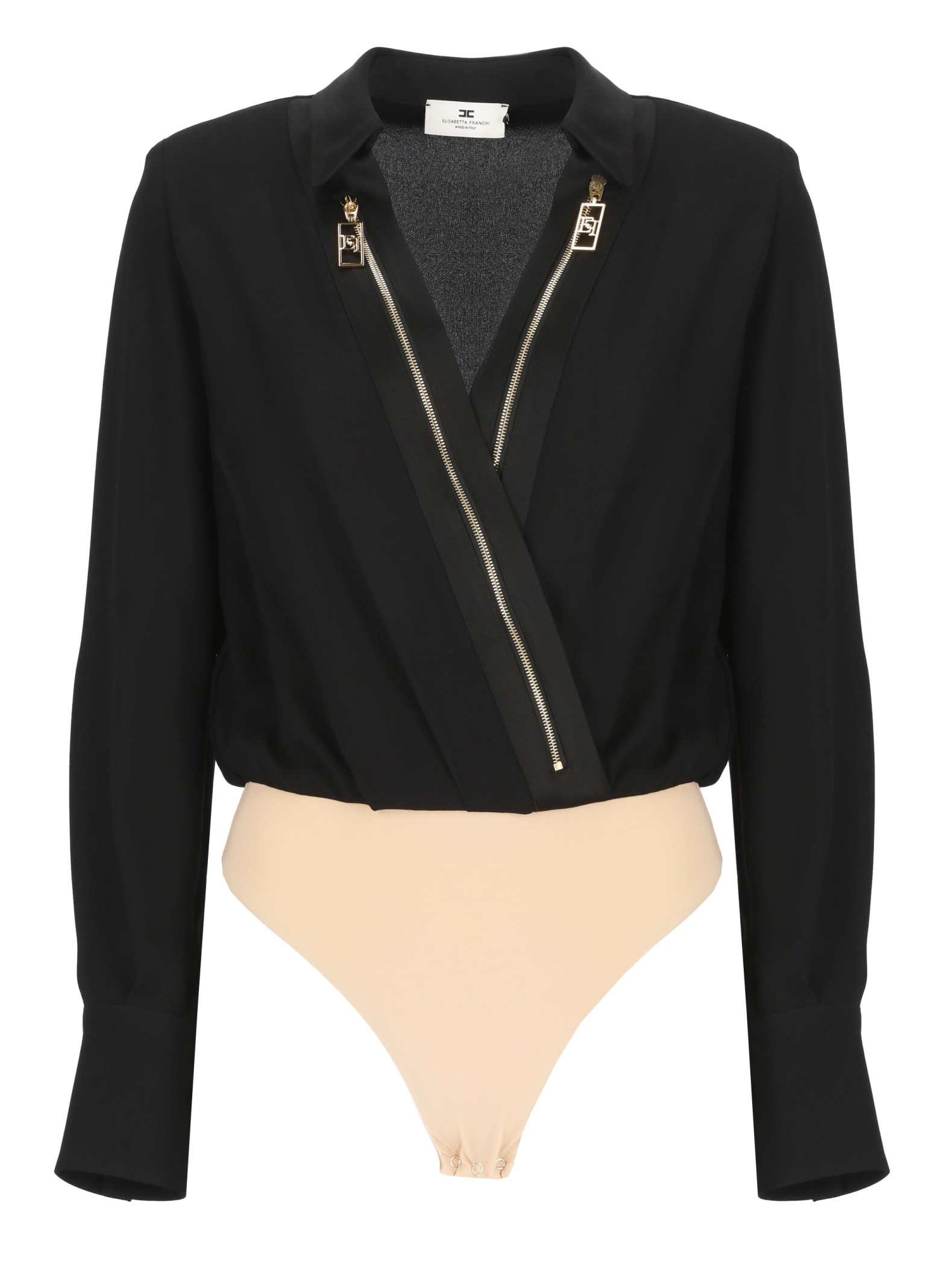 Shop Elisabetta Franchi Viscose Body Shirt In Black