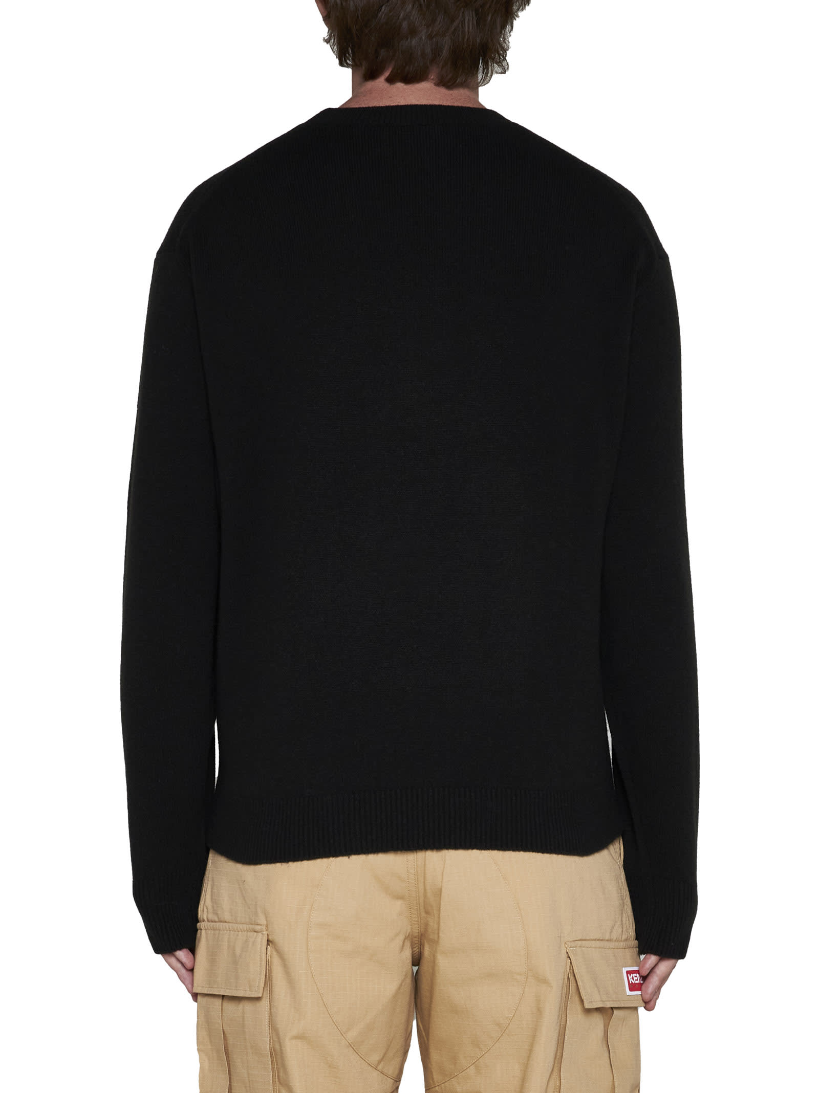 Kenzo Boke Flower Wool Sweater In J Black