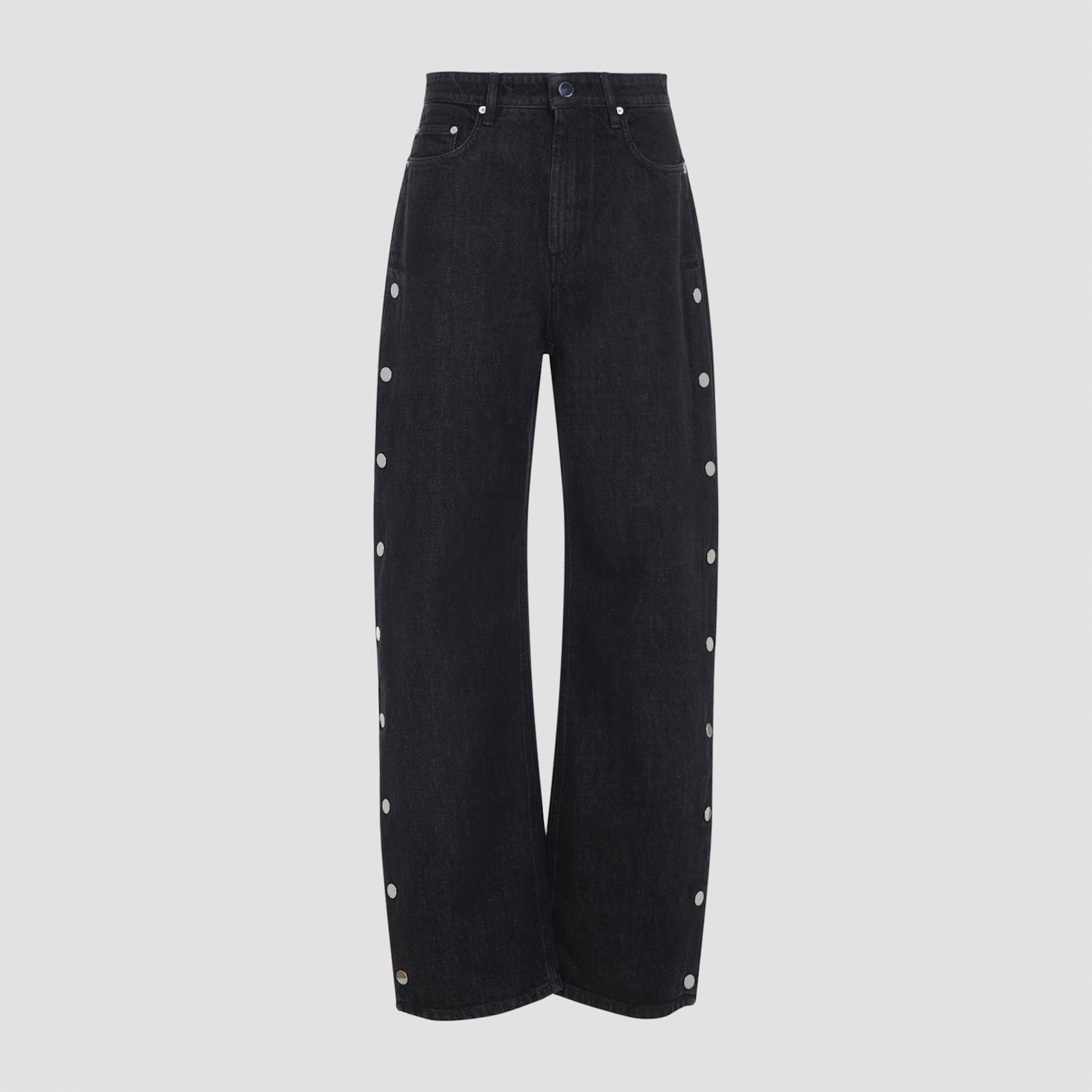 Sportmax Snap Button High Waist Wide Leg Trousers In Blue