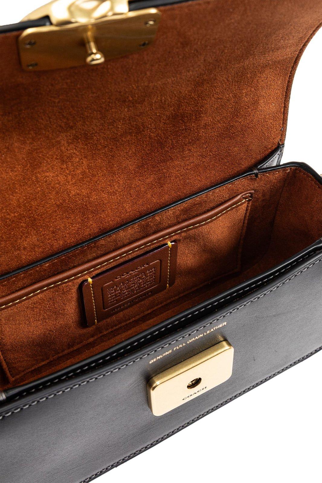 Coach Logo-plaque Shoulder Bag In Black
