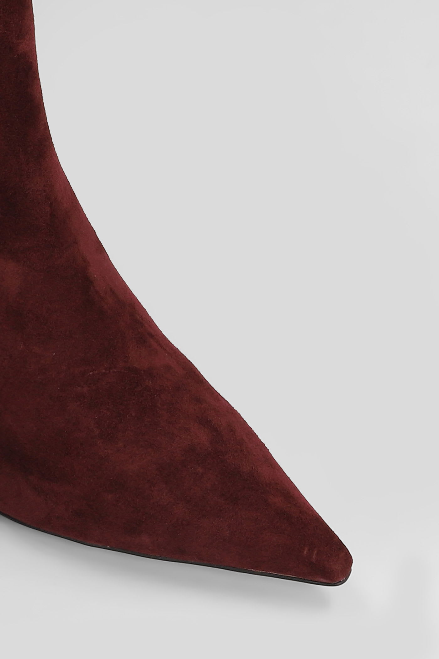 Lola Cruz High Heels Ankle Boots In Bordeaux Suede In Burgundy