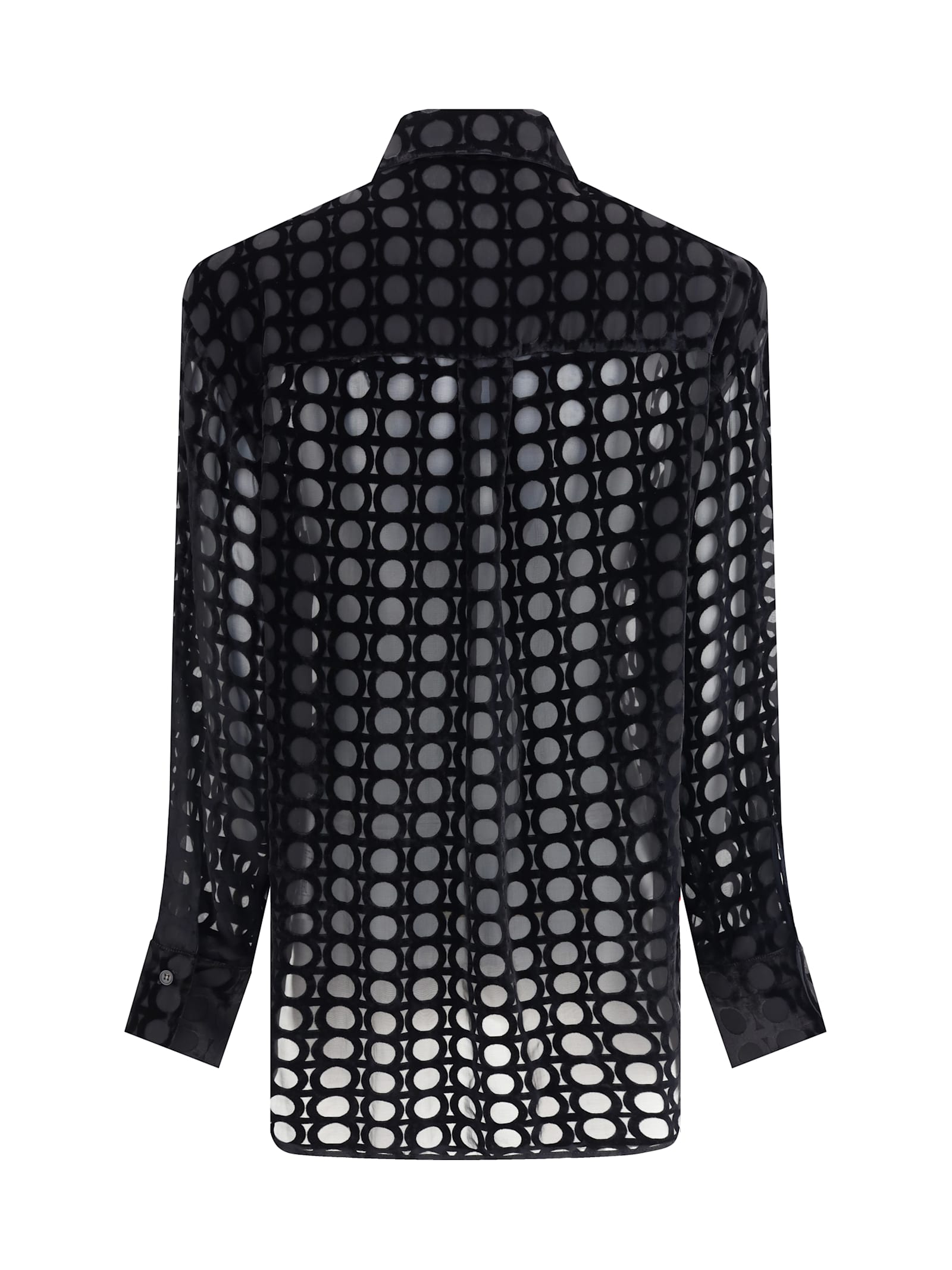 Ferragamo Velvet Devoré Shirt In Black