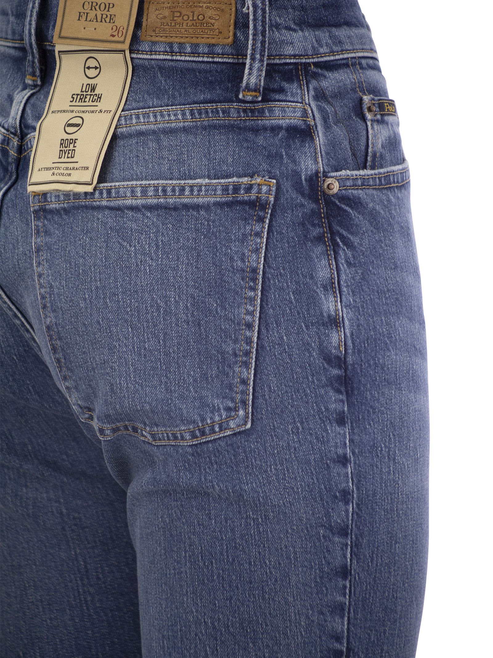 Shop Polo Ralph Lauren Short And Flared Jeans In Medium Denim