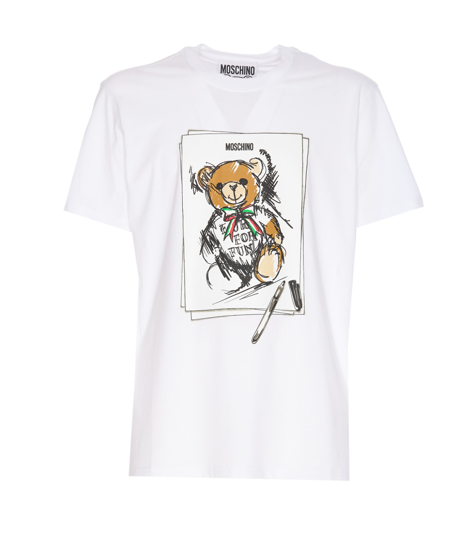 Shop Moschino Drawn Teddy Bear T-shirt In White