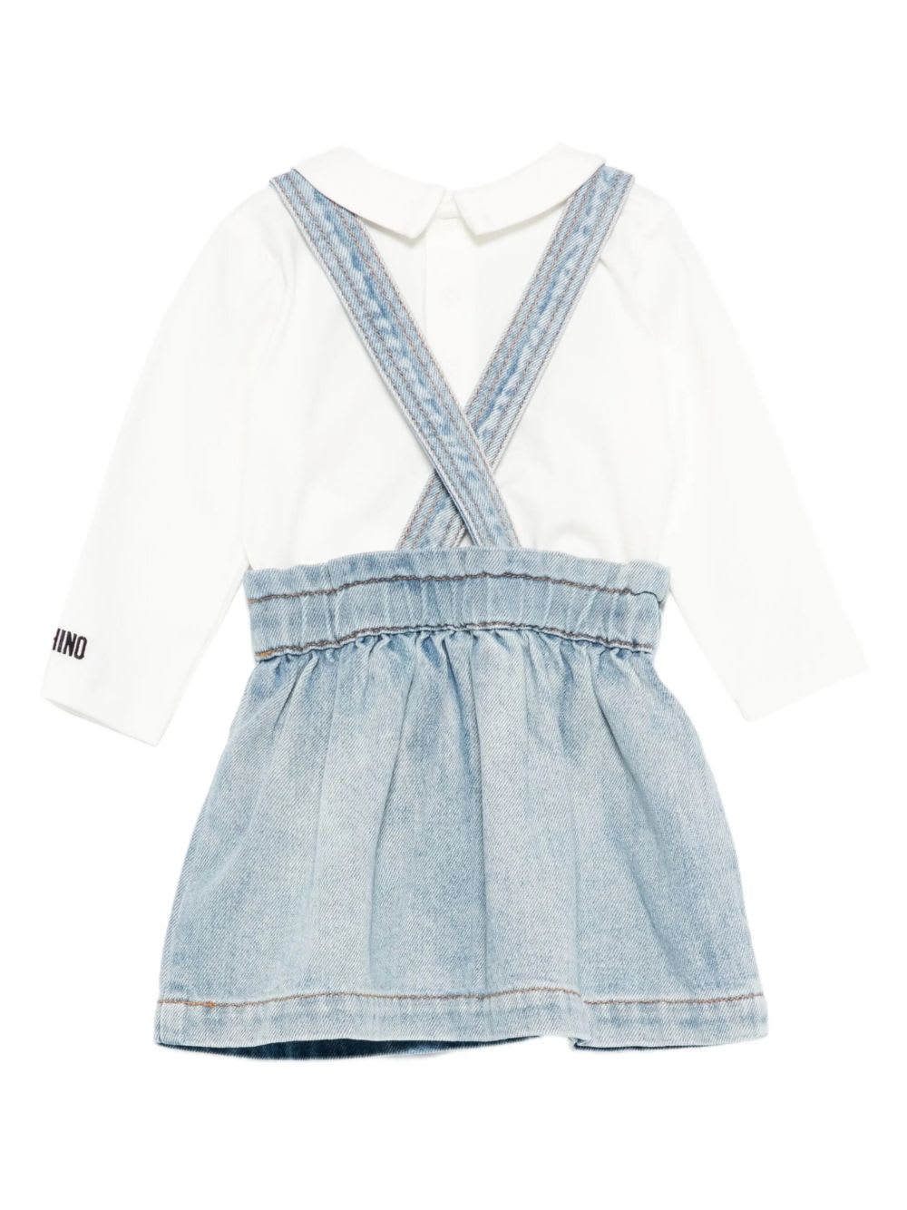 Moschino Kids Denim Dress With Teddy Bear Appliqué In Blue
