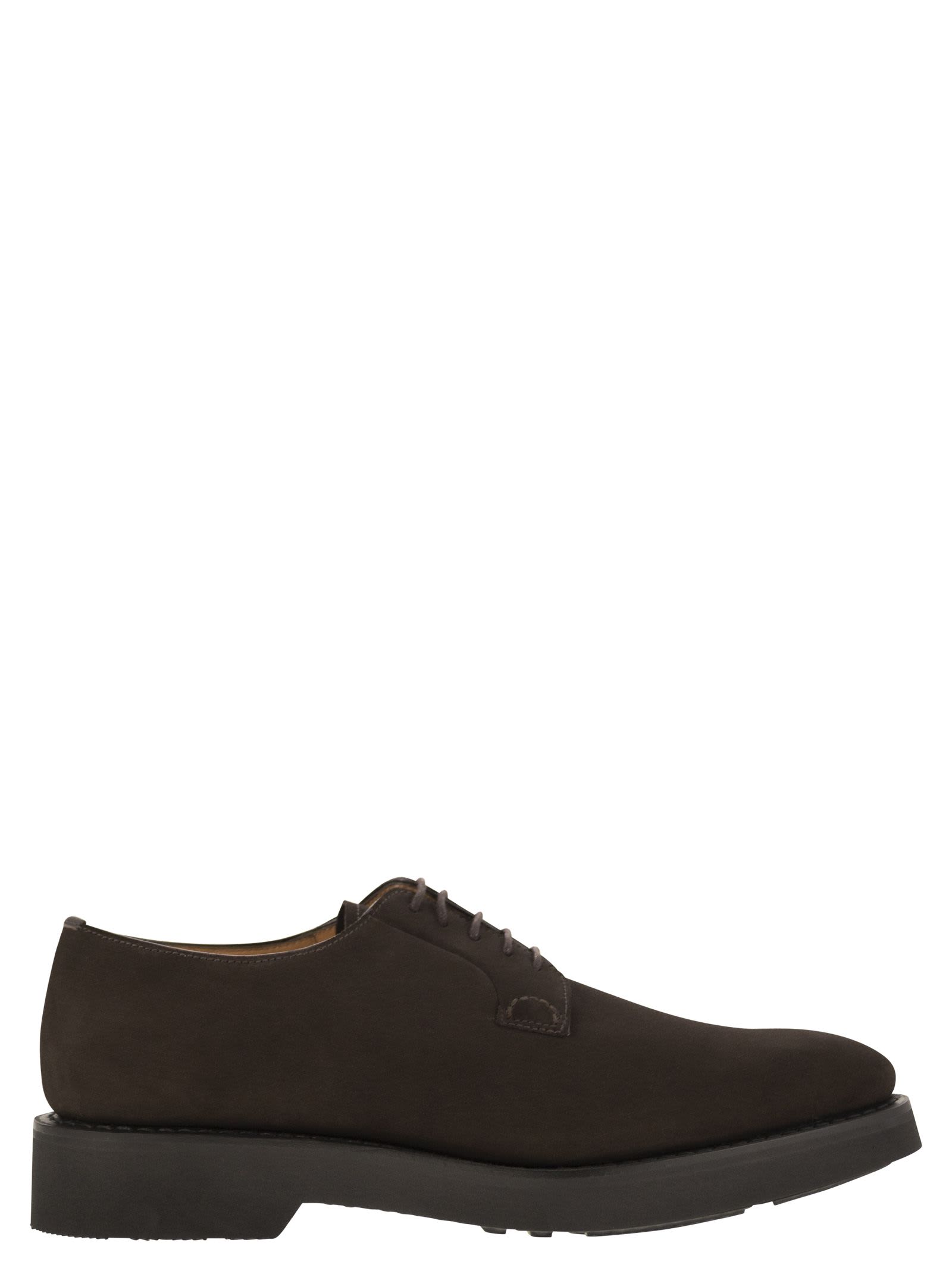 Shop Church's Suede Calfskin Derby In Dark Brown