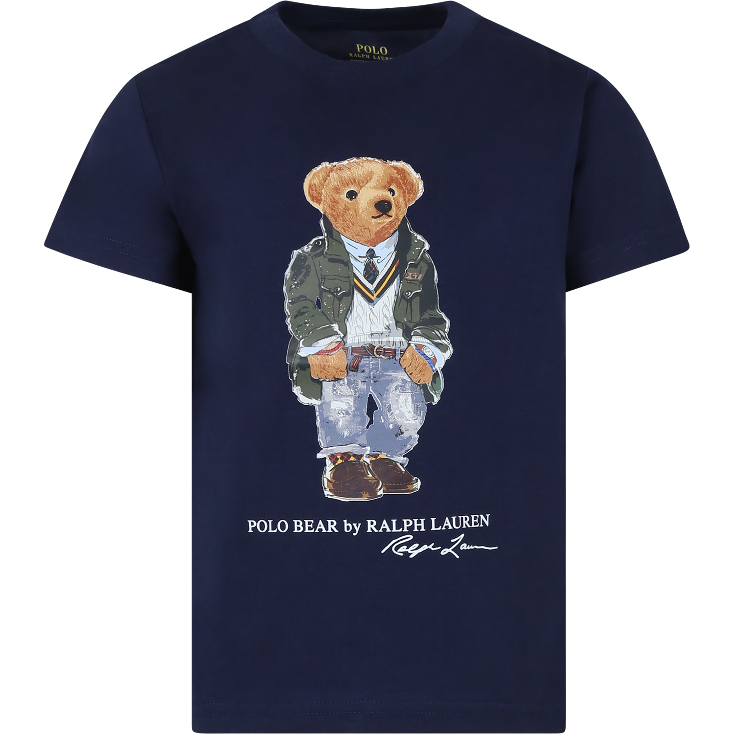 Ralph Lauren Kids' Blue T-shirt For Boy With Polo Bear