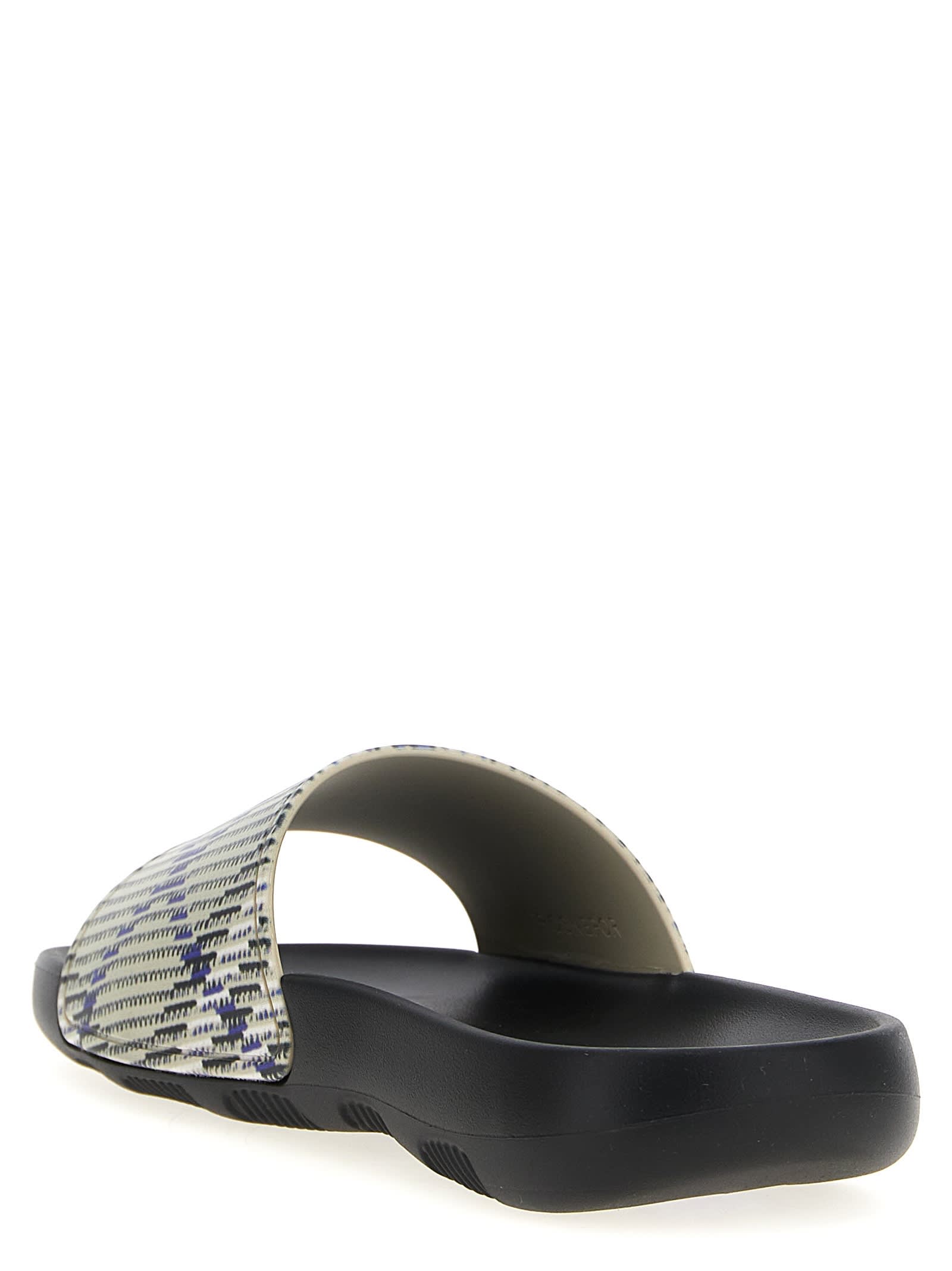 Burberry Dive Embossed Check Pool Slide Sandal In Multicolor