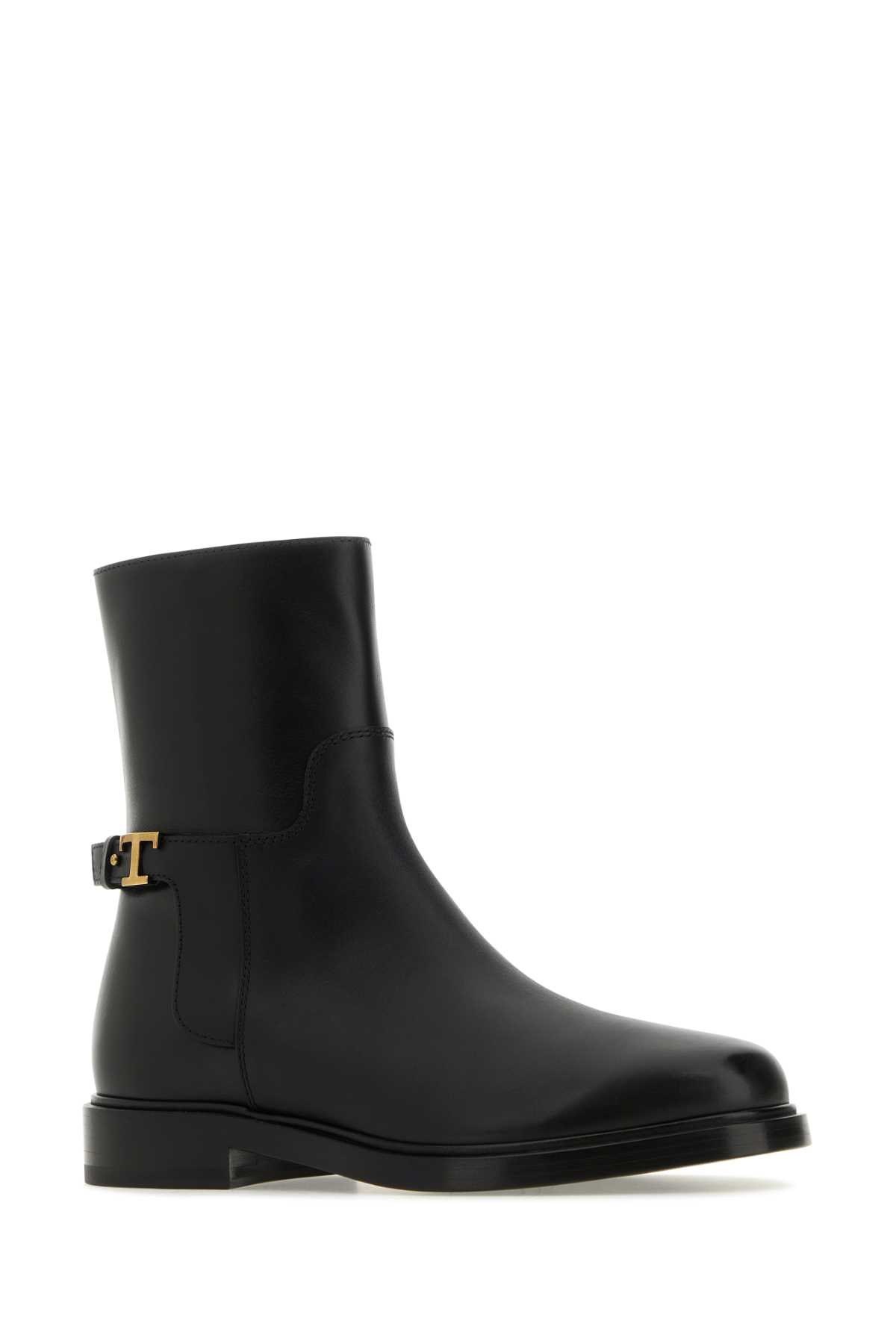 Tod's Black Leather Ankle Boots In Nero