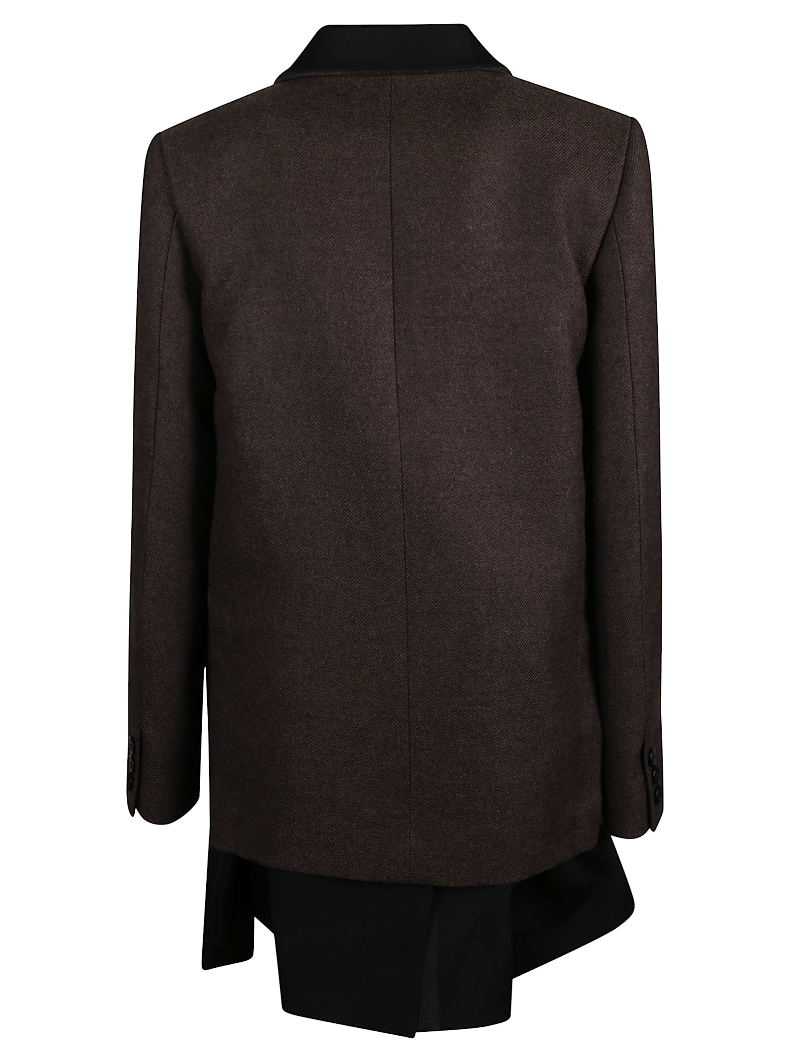 Sacai Double-breasted Wool Coat In Brown