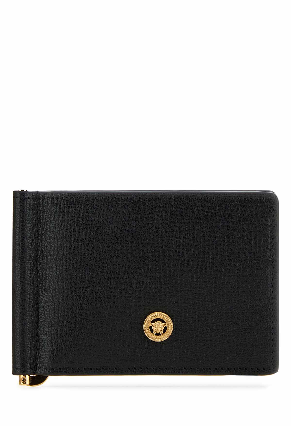 Black Leather Medusa Biggie Wallet