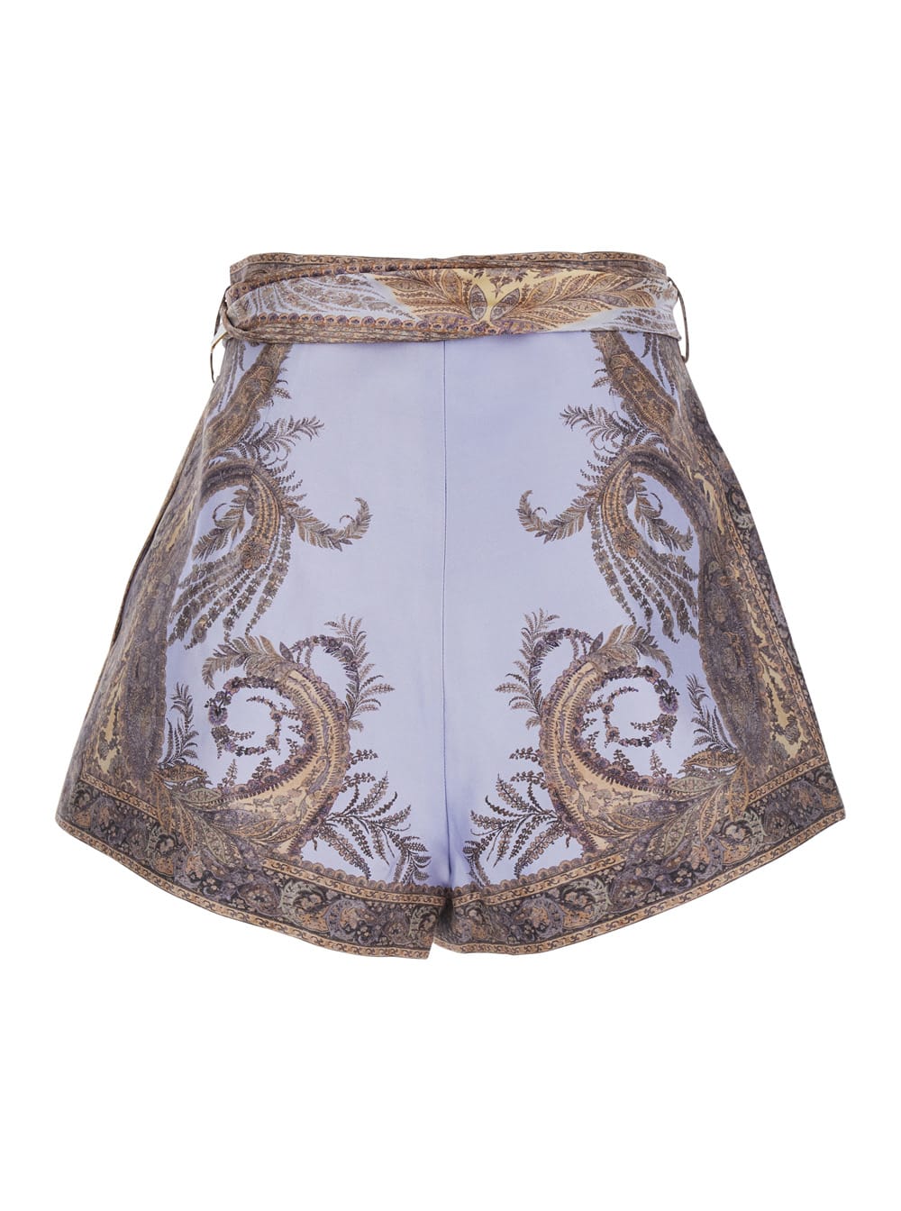 Zimmermann Womens Lilac Paisley Printed Belted Silk And Cotton Shorts In Multi