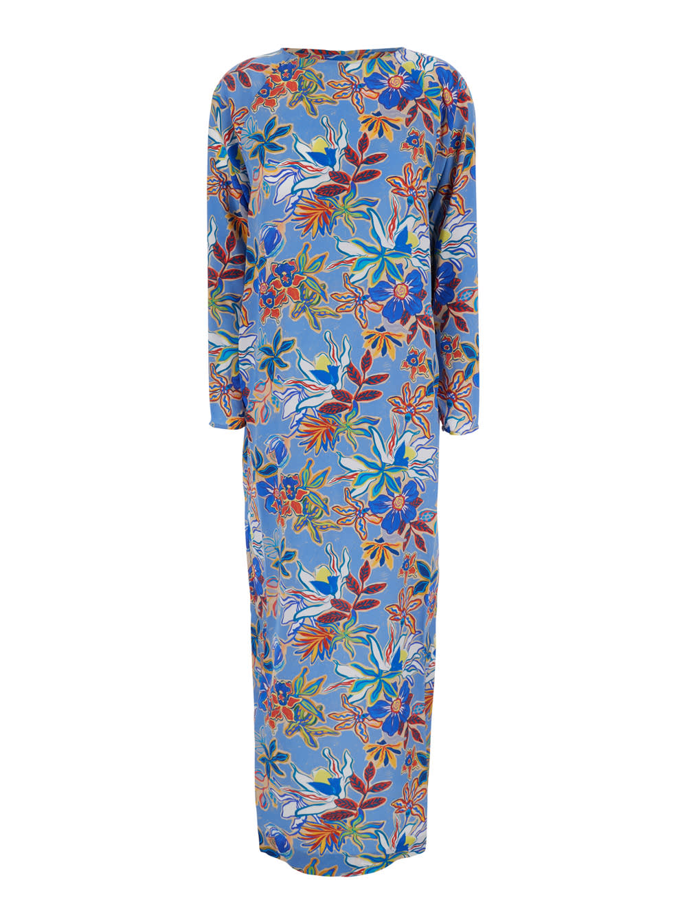 Momonì murui Light Bluedress With All-over Floral Print In Silk Woman