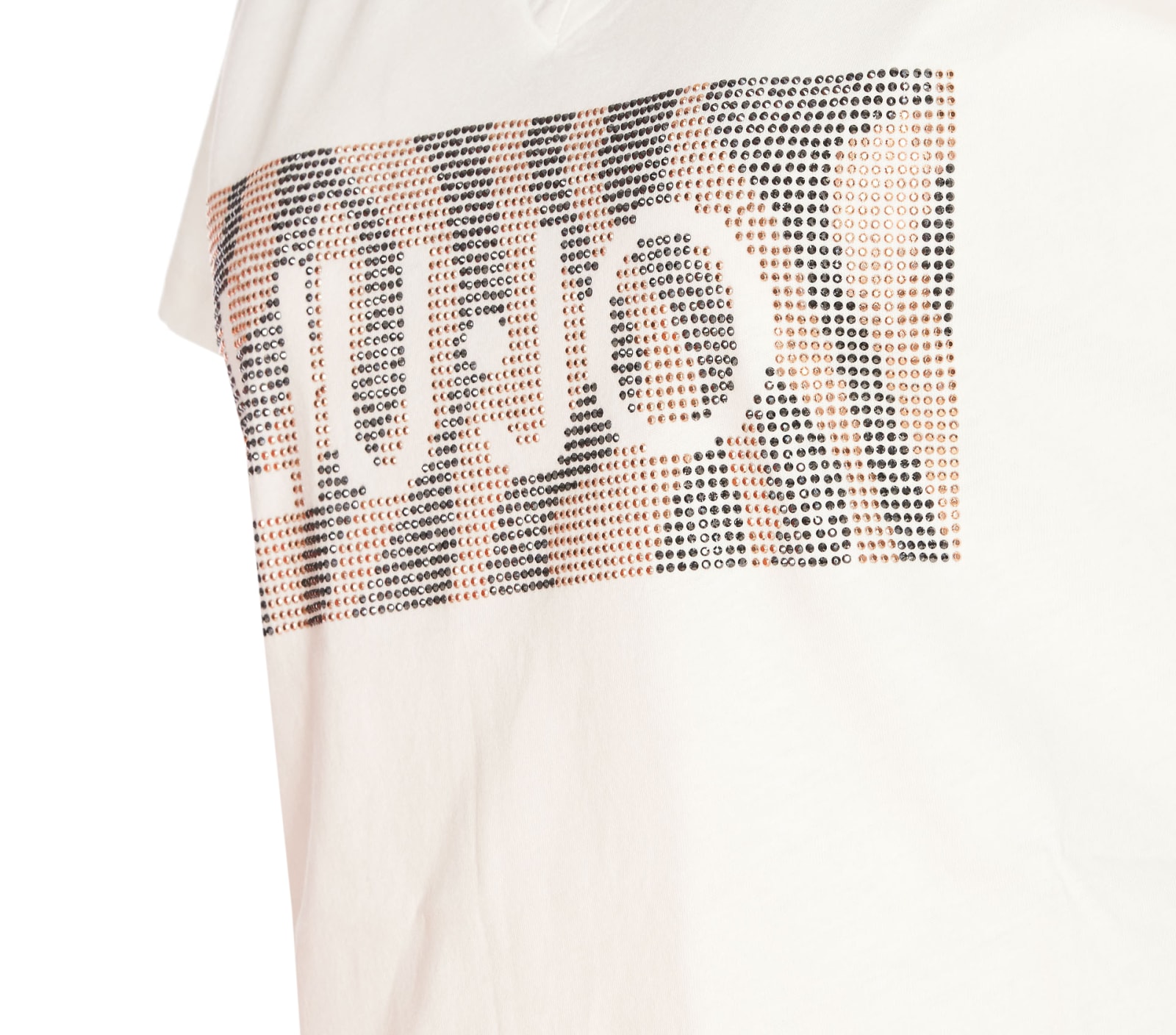 Shop Liu •jo Strass Logo T-shirt In Bianco
